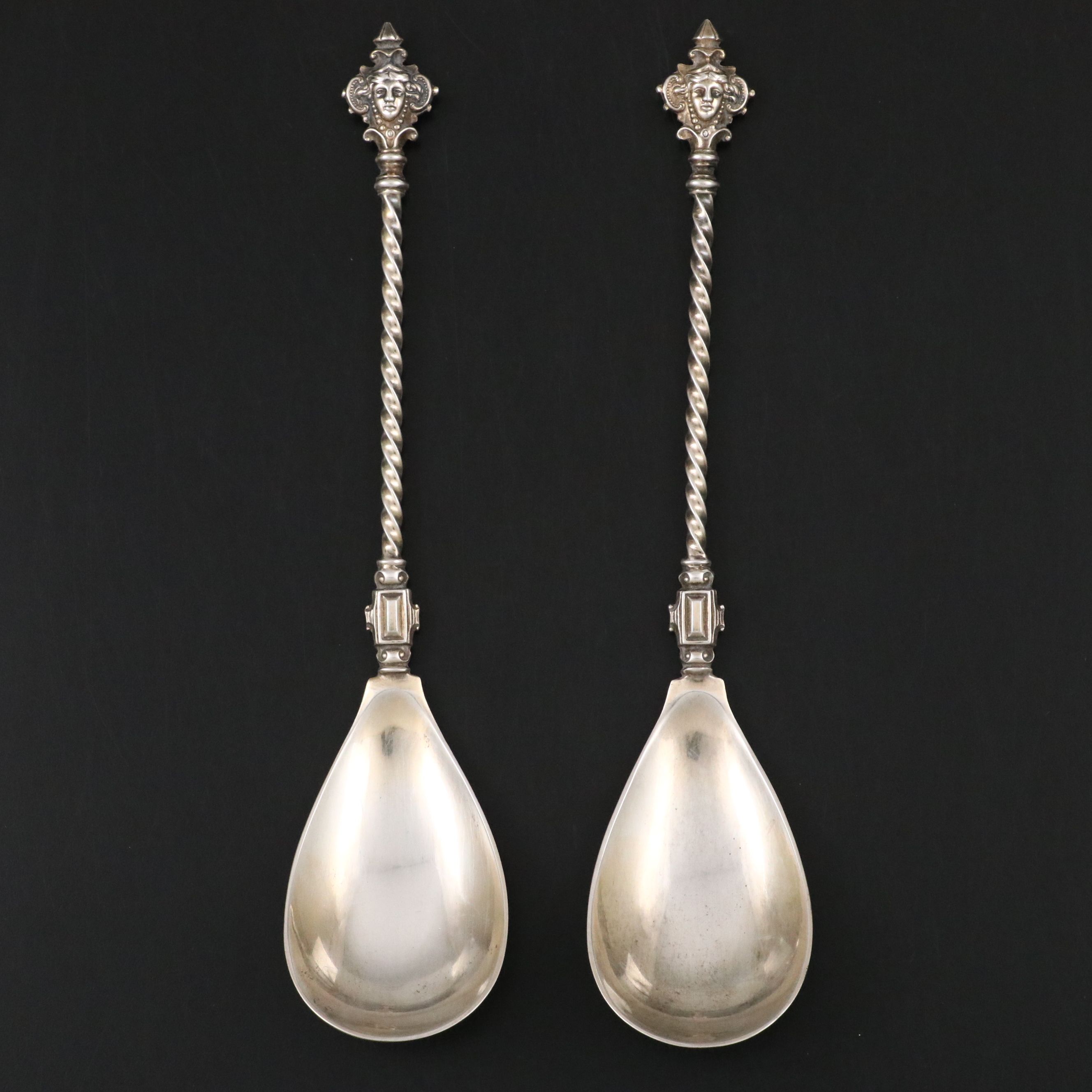 German Ludwig Baltzer Renaissance Revival Style 800 Silver Spoons