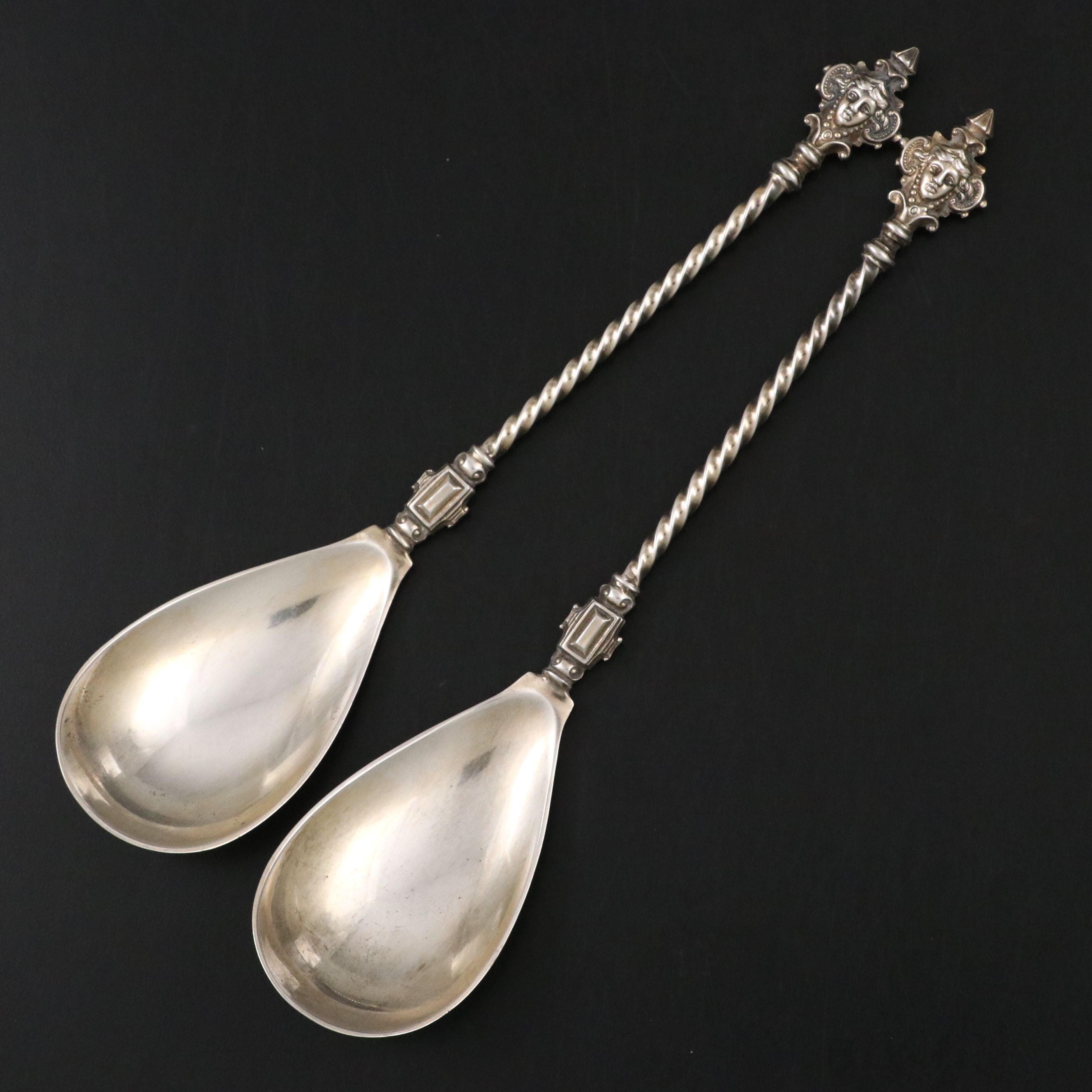 German Ludwig Baltzer Renaissance Revival Style 800 Silver Spoons