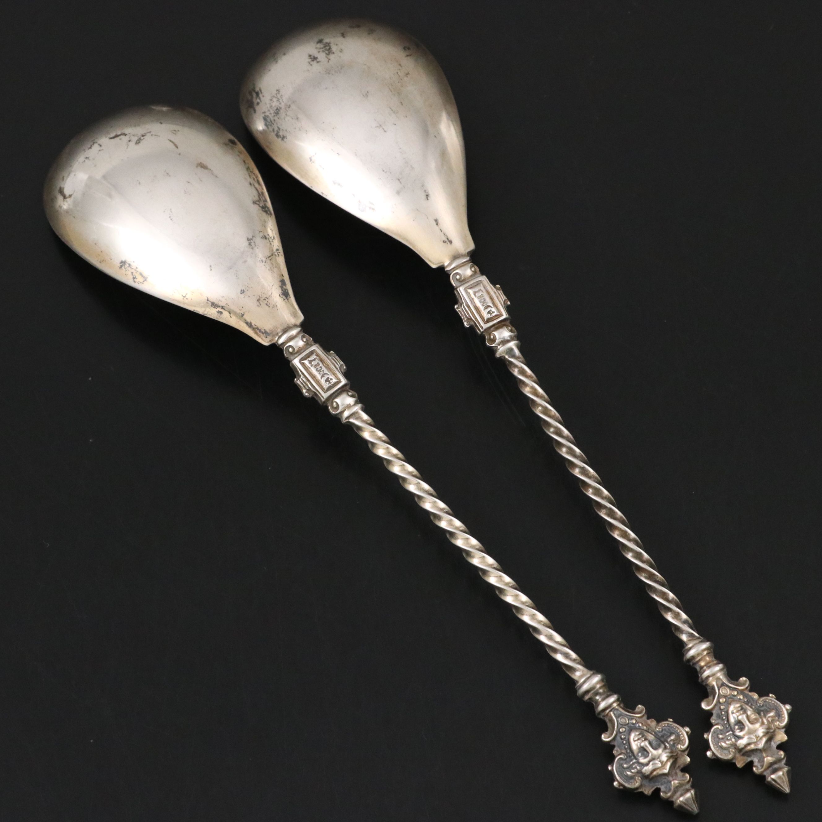 German Ludwig Baltzer Renaissance Revival Style 800 Silver Spoons