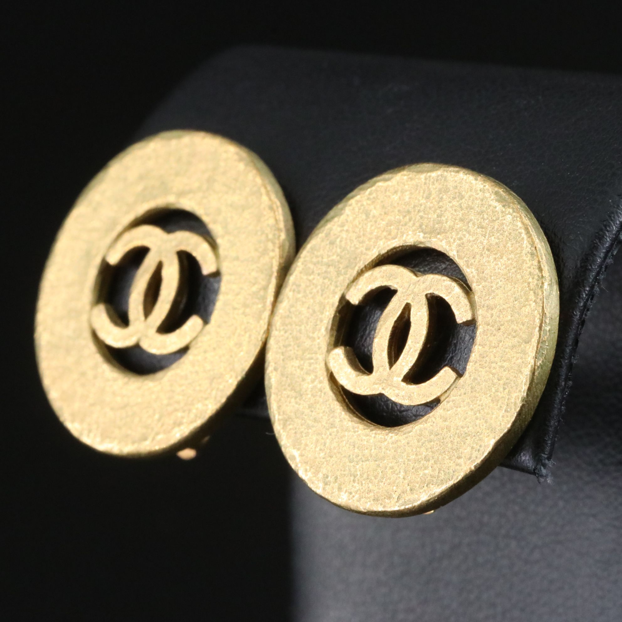 Chanel CC Logo Cutout Round Clip Earrings