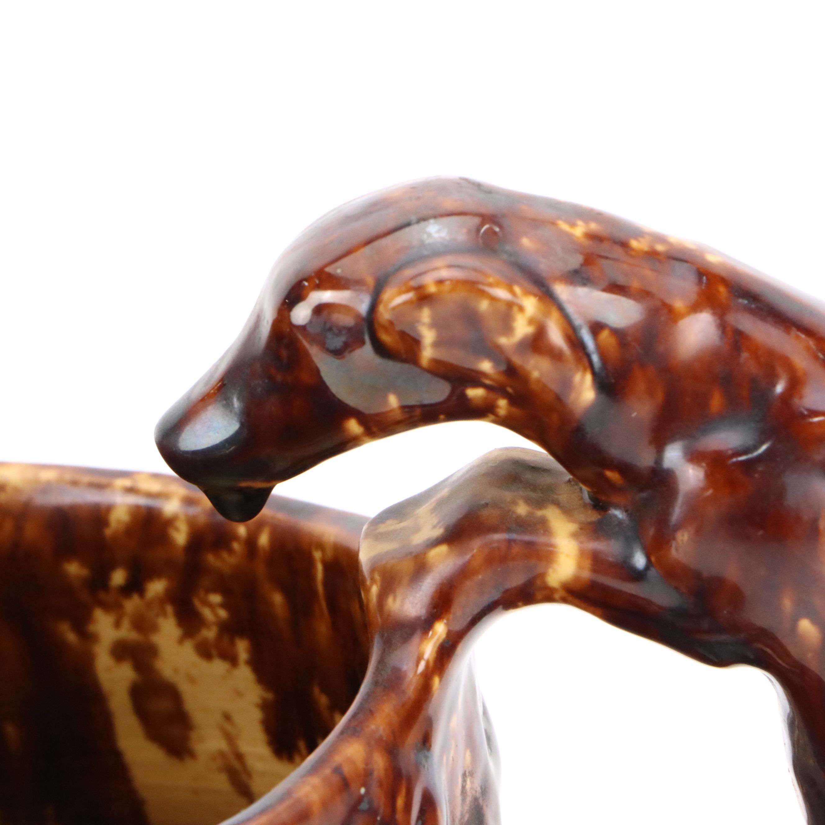 Hound-Handled Rockingham Style Glaze Ceramic Pitcher, 19th Century