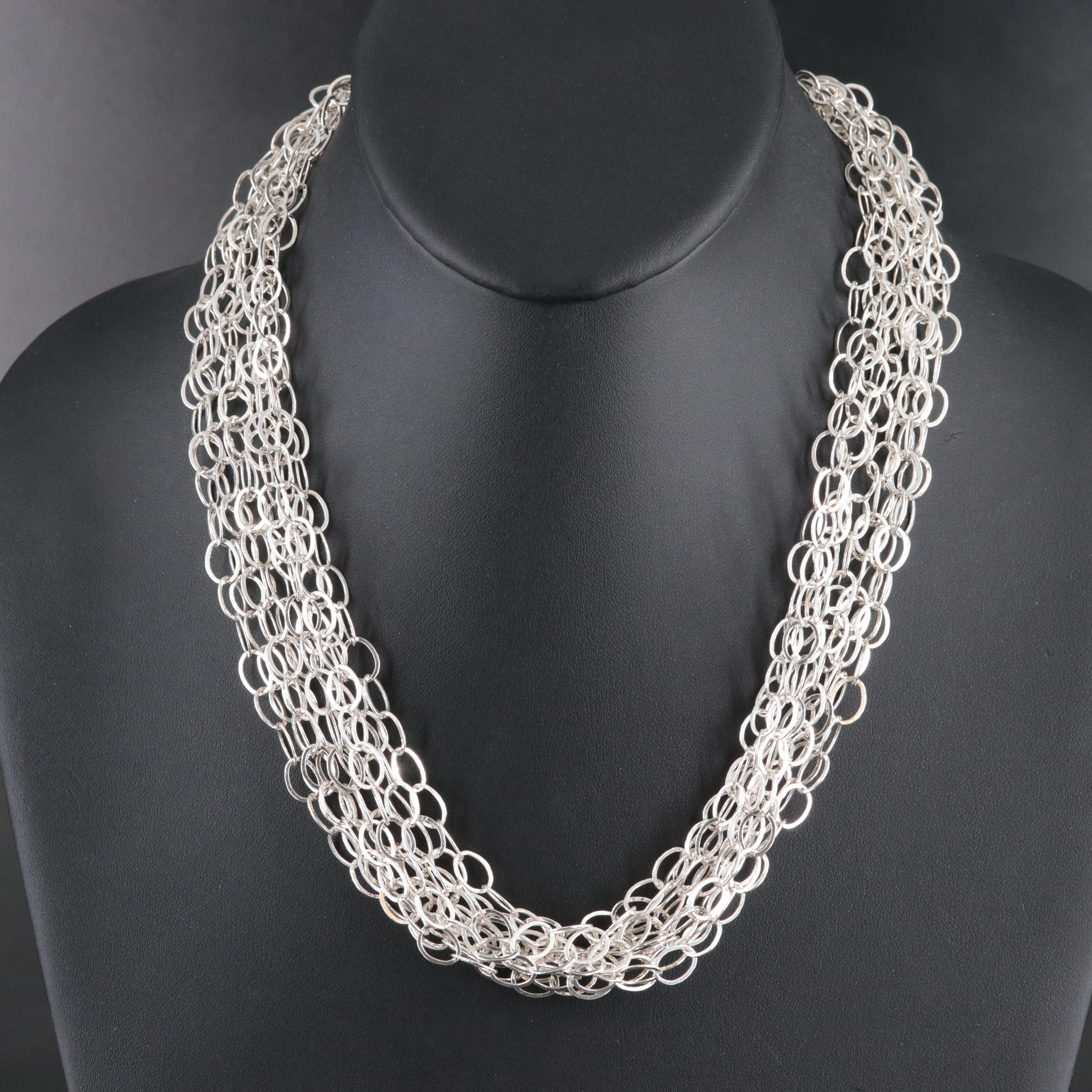 Sterling 10 Strand Cable Link Necklace