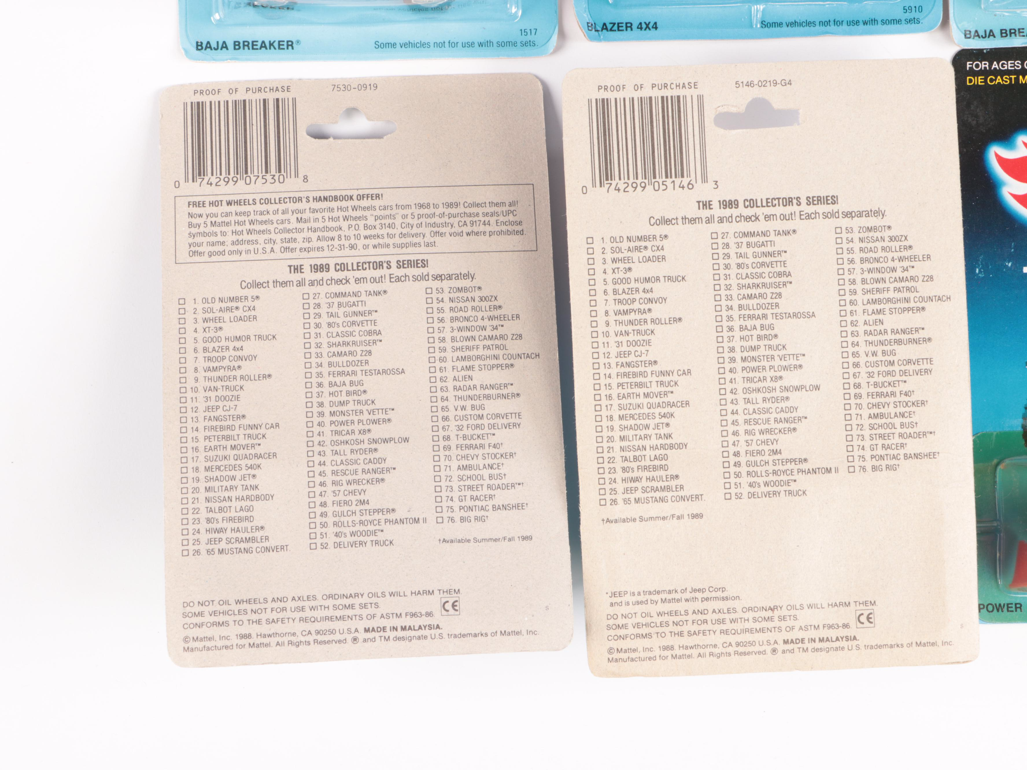 Hot Wheels "Bywayman" and More Trailbusters Series Toy Cars, 1988