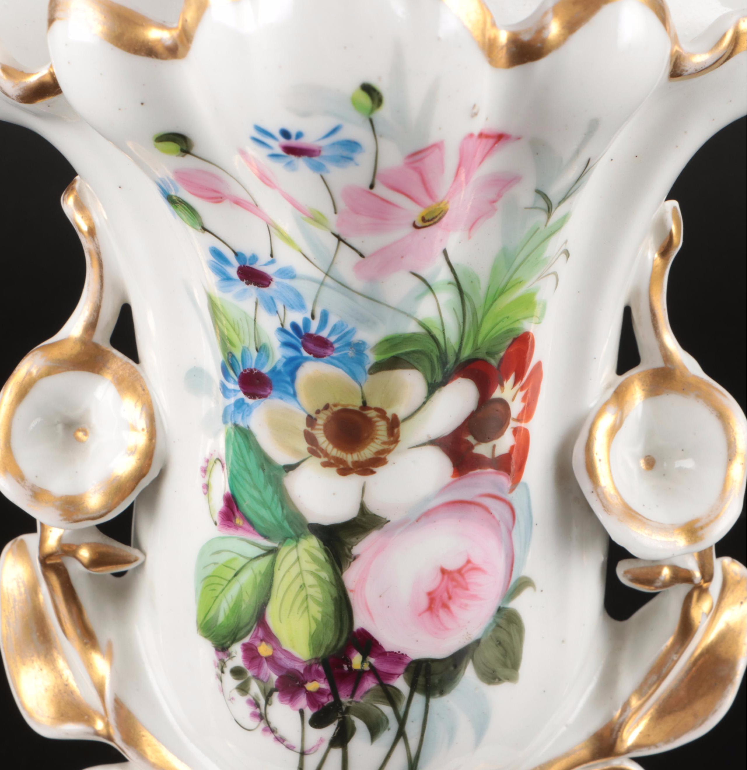 Rococo Style Gold Gilt Floral Porcelain Vase