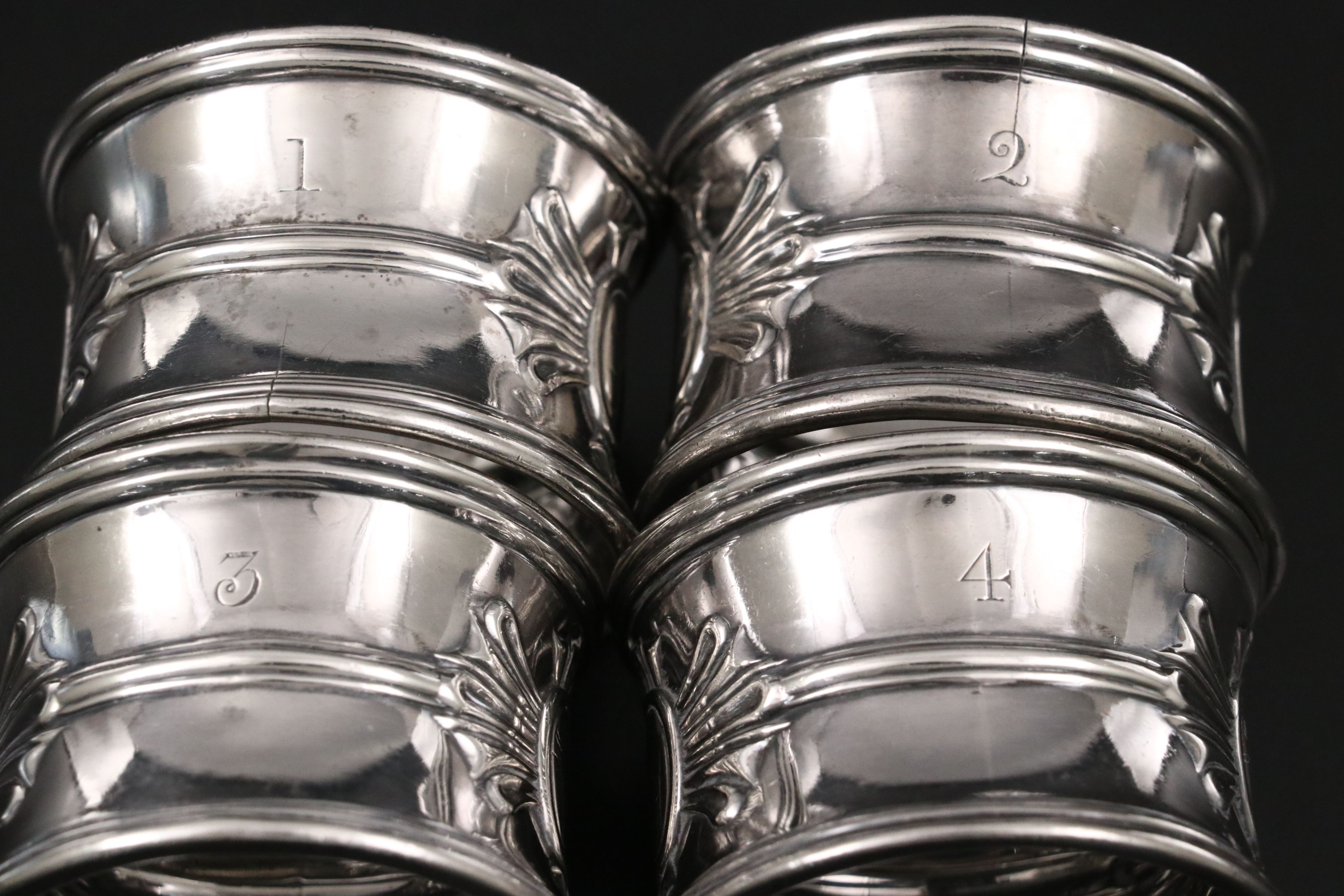 Francis Higgins III English Sterling Silver Napkin Rings, 1882