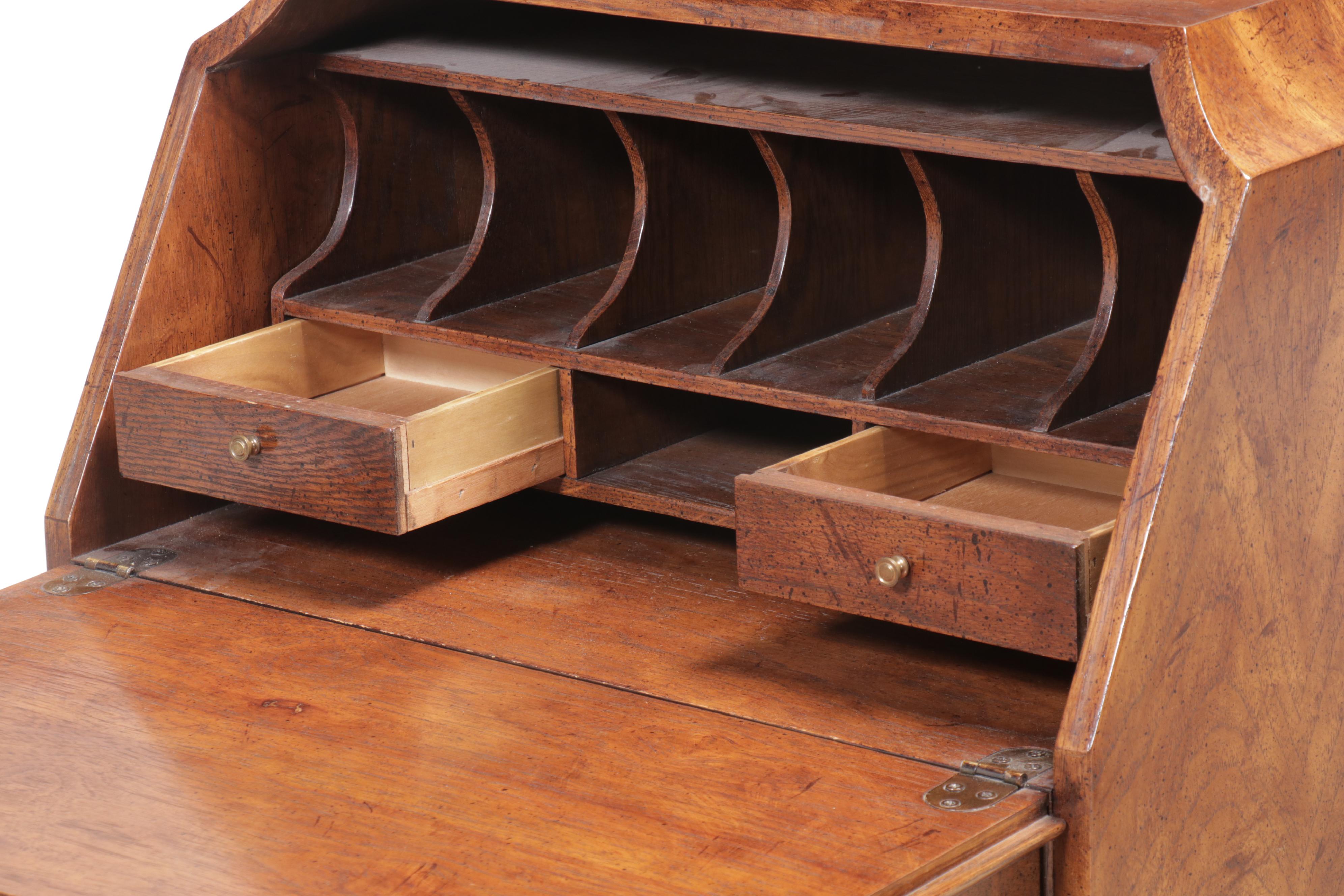 National Mt. Airy Queen Anne Style Burl Walnut Finish Secretary Desk