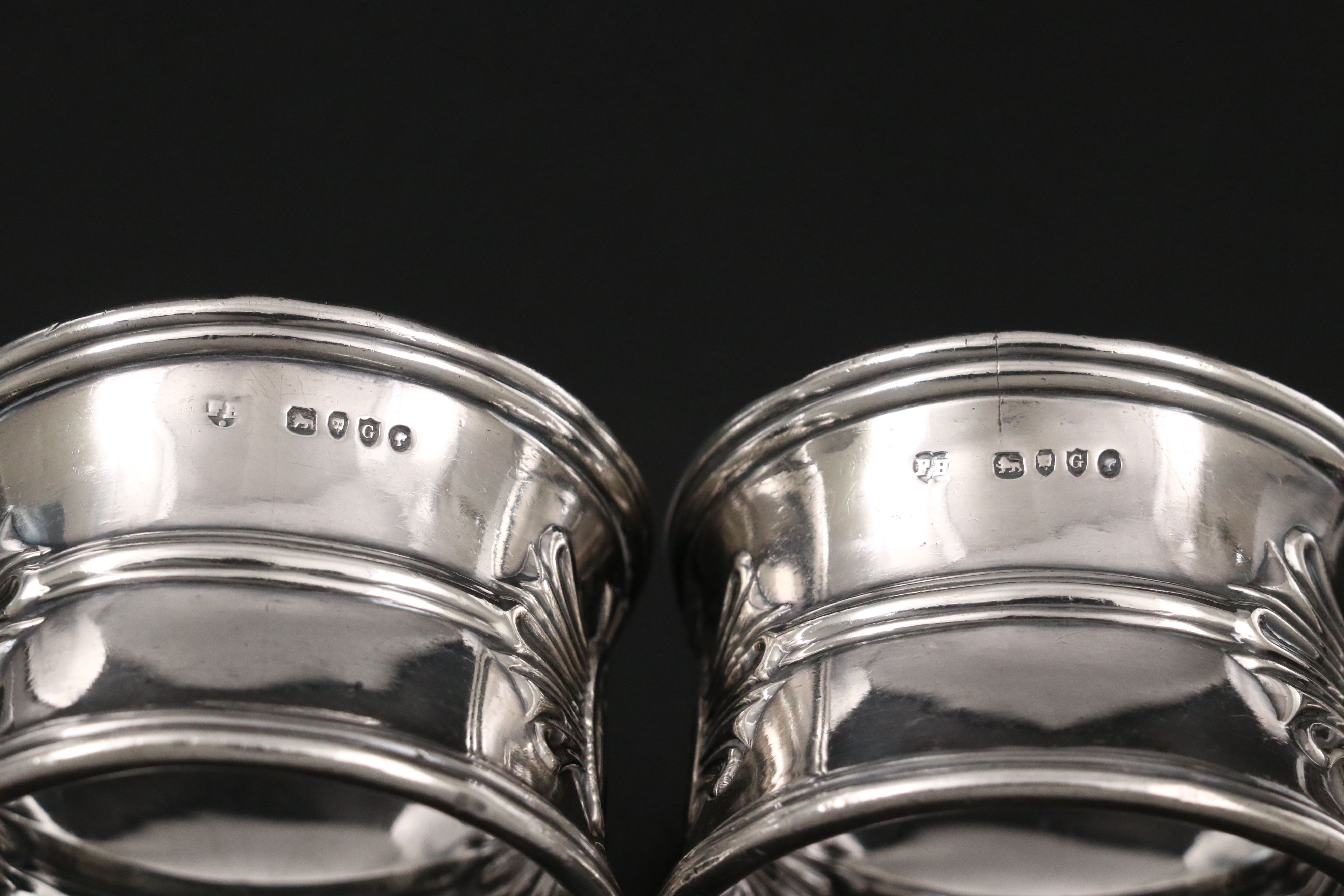 Francis Higgins III English Sterling Silver Napkin Rings, 1882