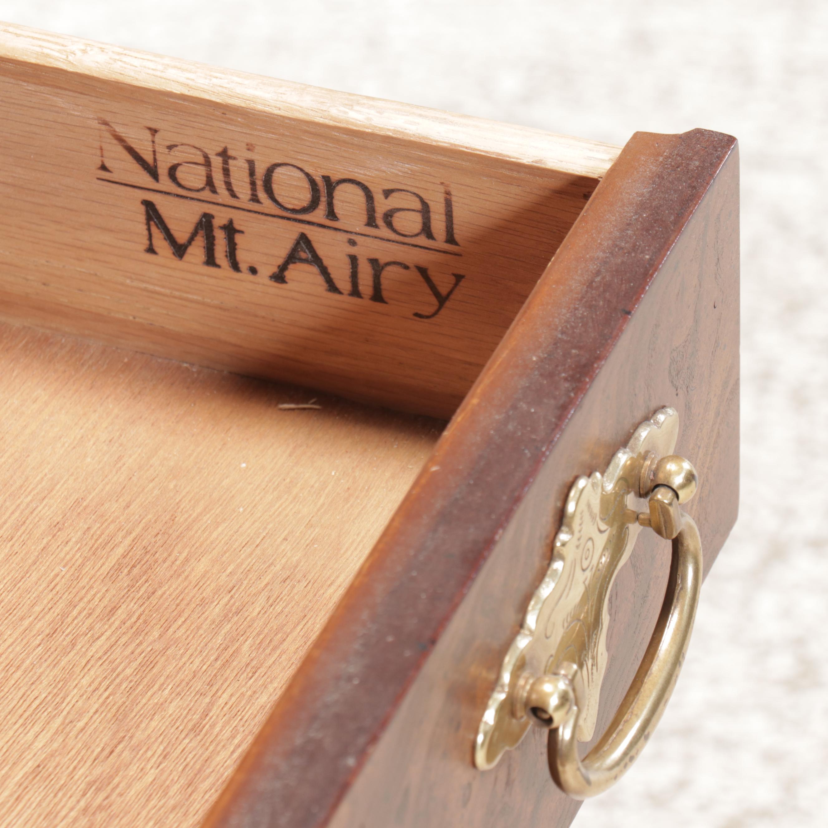 National Mt. Airy Queen Anne Style Burl Walnut Finish Secretary Desk