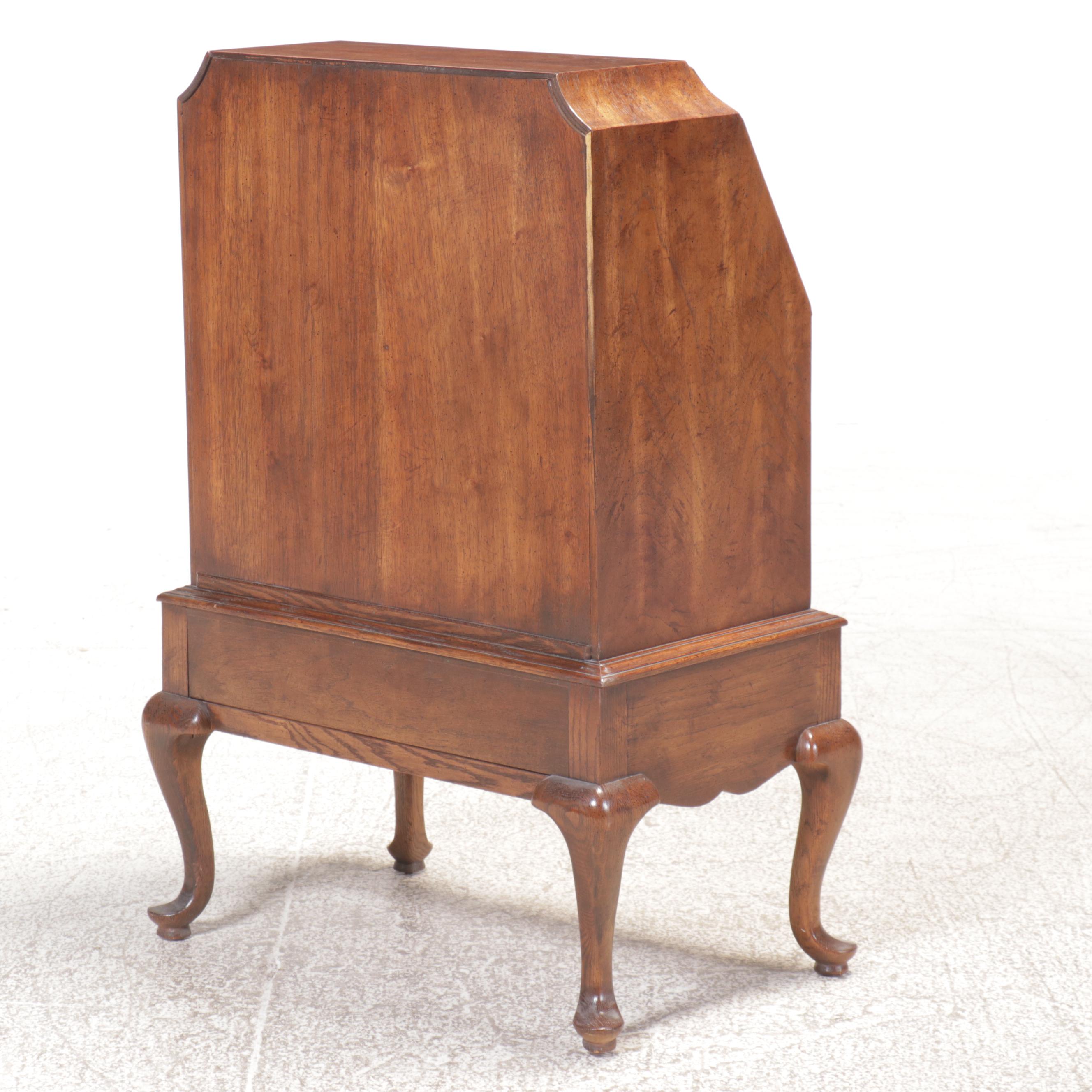 National Mt. Airy Queen Anne Style Burl Walnut Finish Secretary Desk