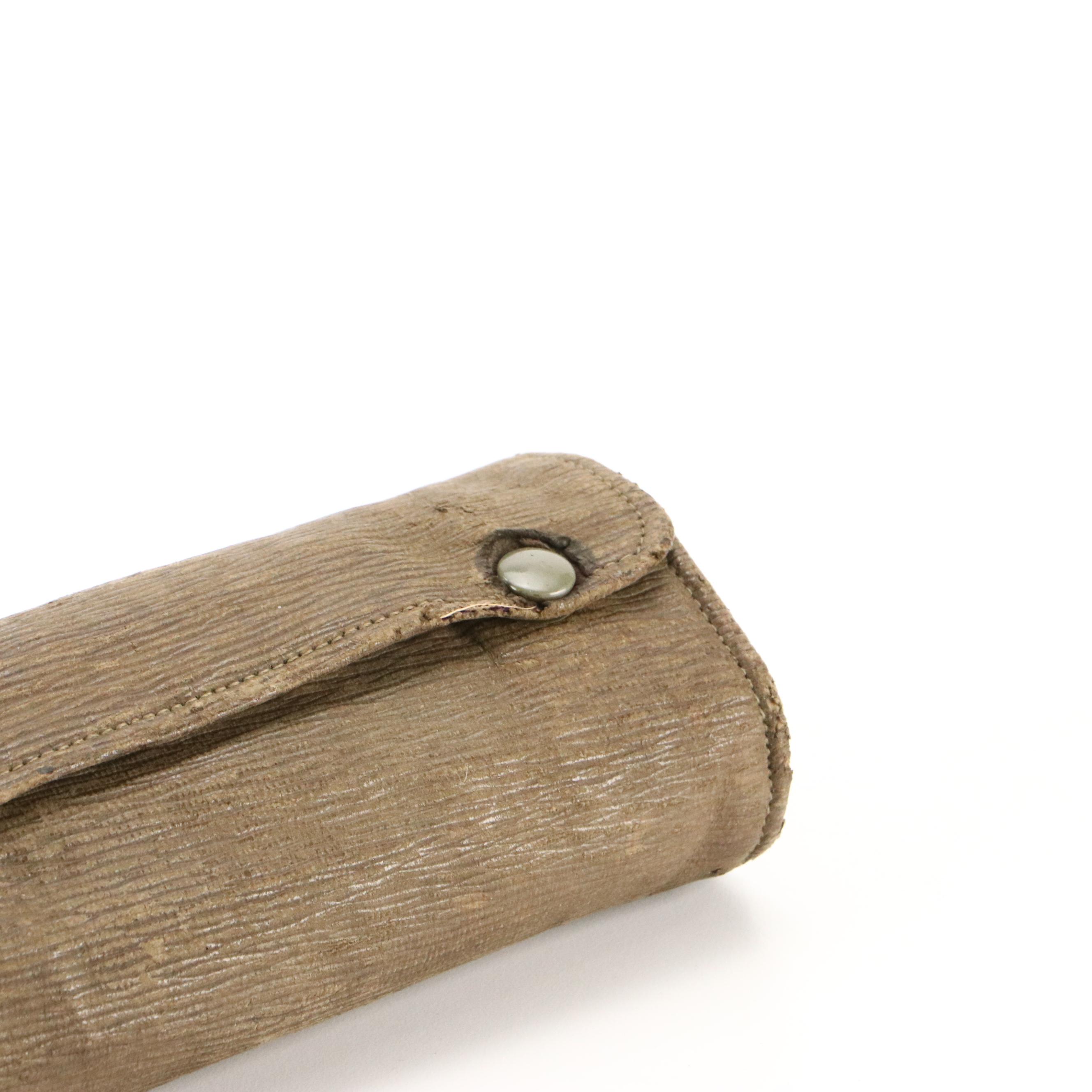 Blue and Gold French Ivory and Metal Manicure Set with Fabric Case