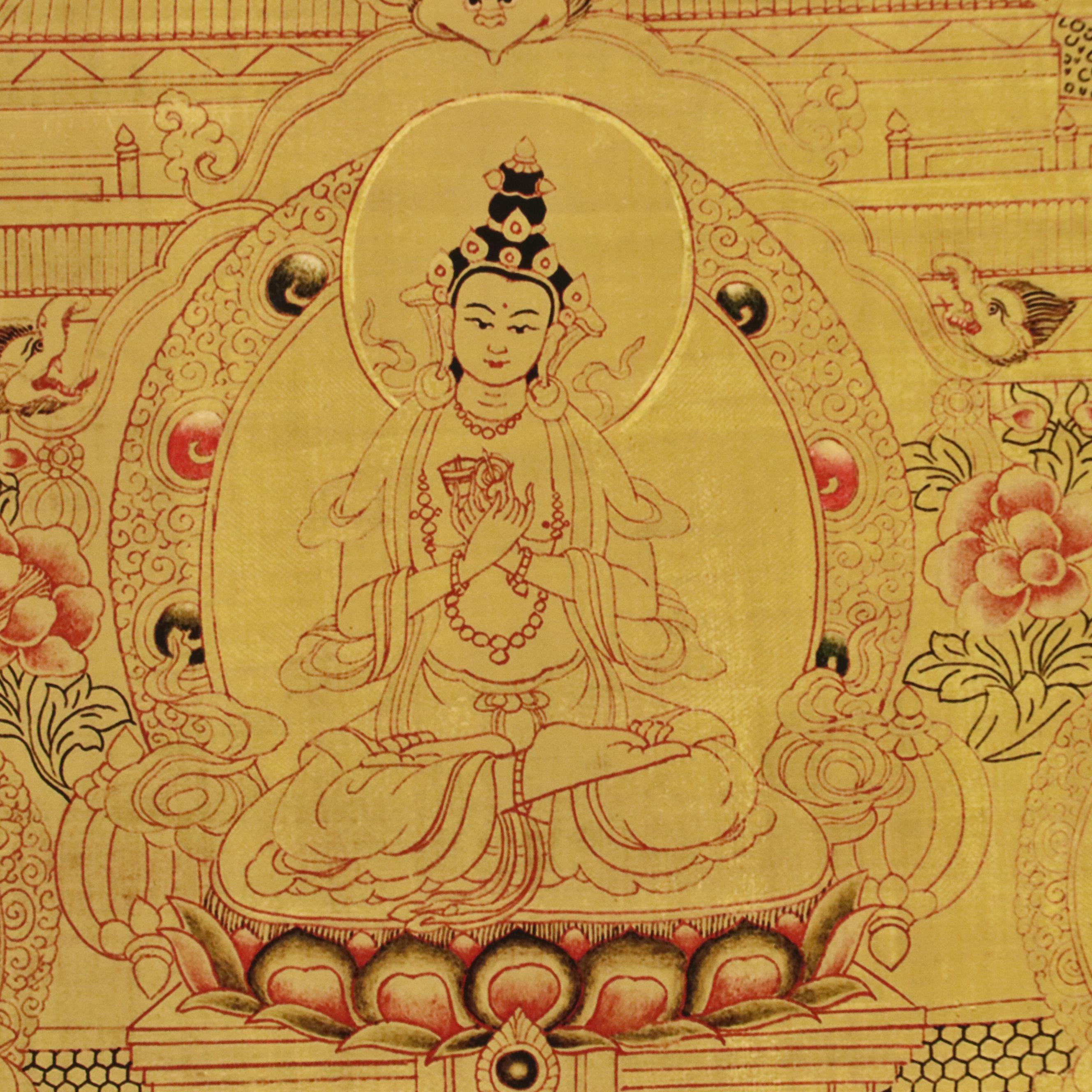Digital Print on Fabric Scroll After Tibetan Buddhist Thangka Painting