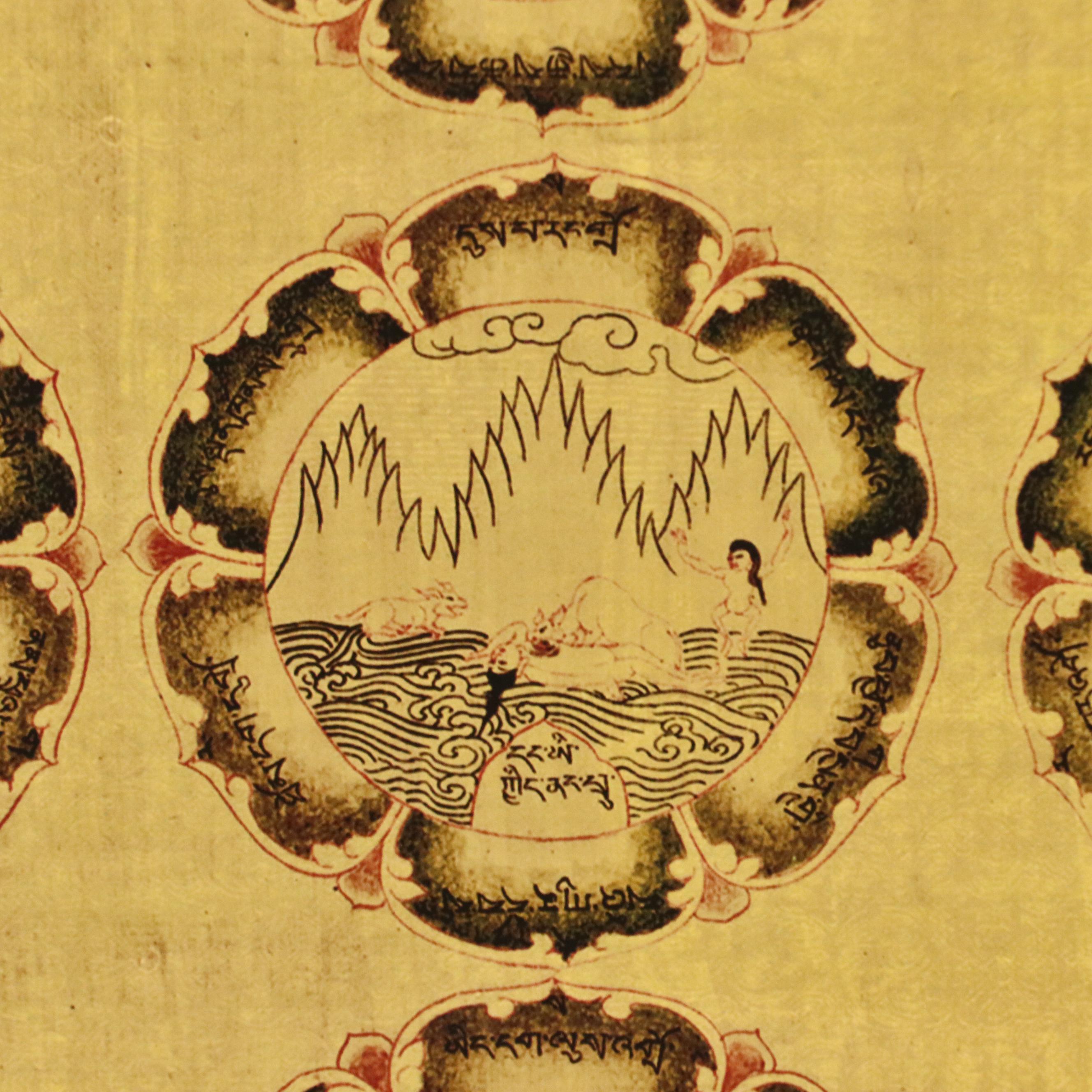 Digital Print on Fabric Scroll After Tibetan Buddhist Thangka Painting