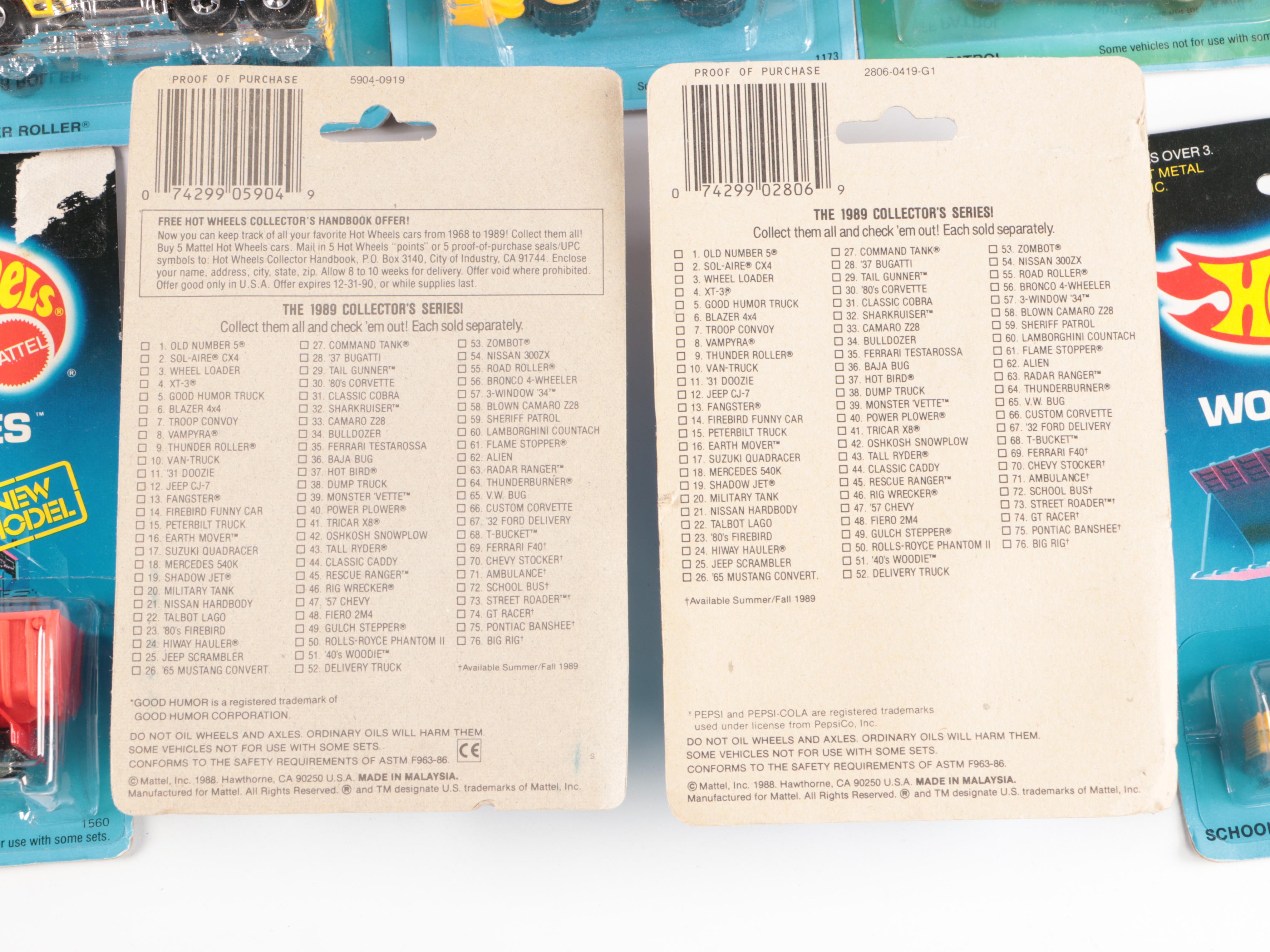 Hot Wheels "Road Roller" and More Workhorses Series Toy Cars, 1988