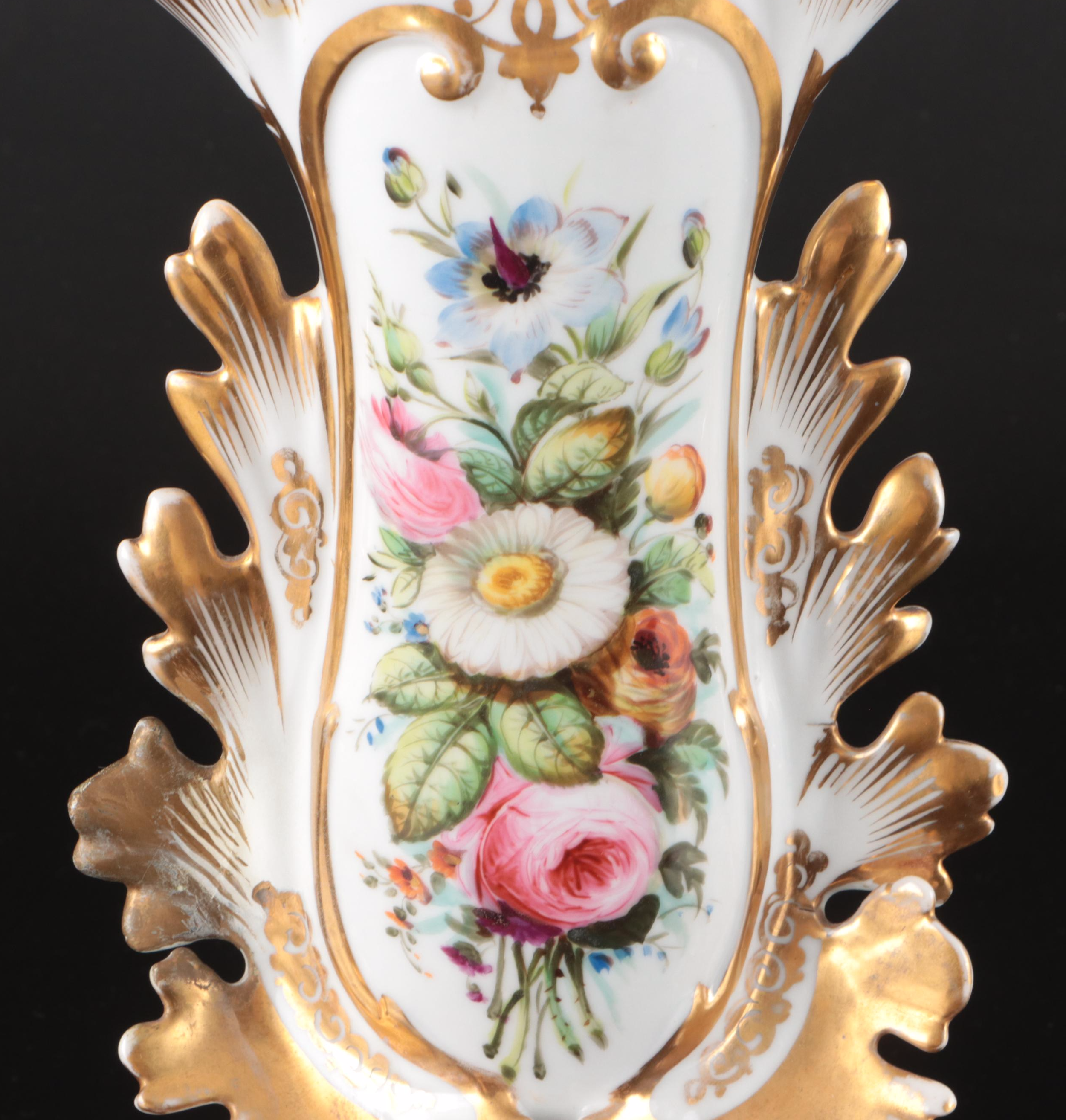 Rococo Style Gold Gilt Floral Porcelain Vase