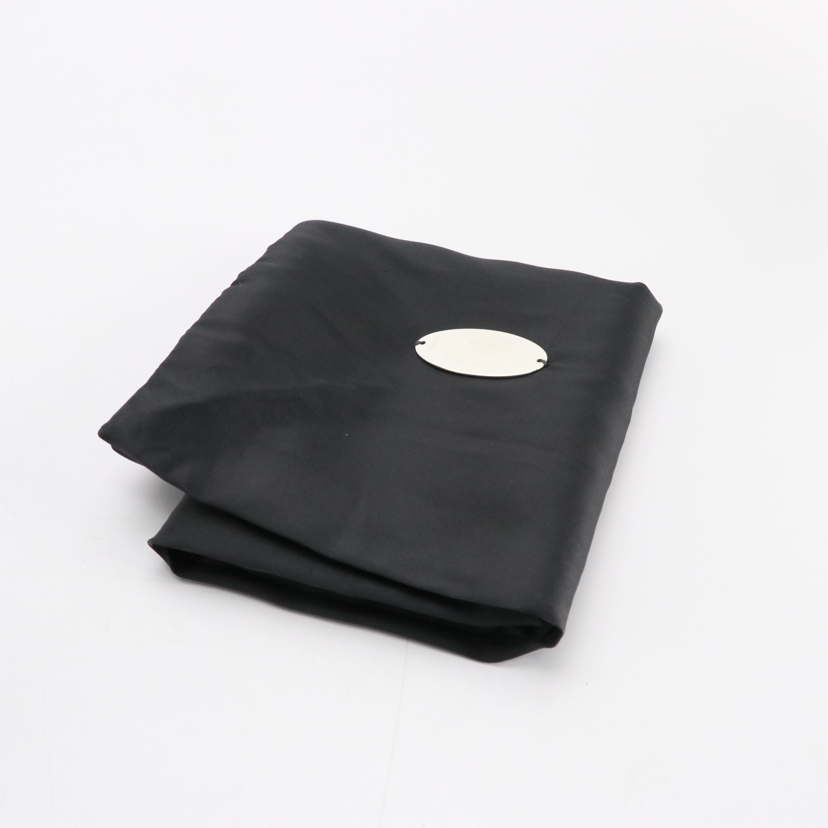 Fendi Selleria Dome Shoulder Bag in Black Grained Calfskin Leather w/ Stitching