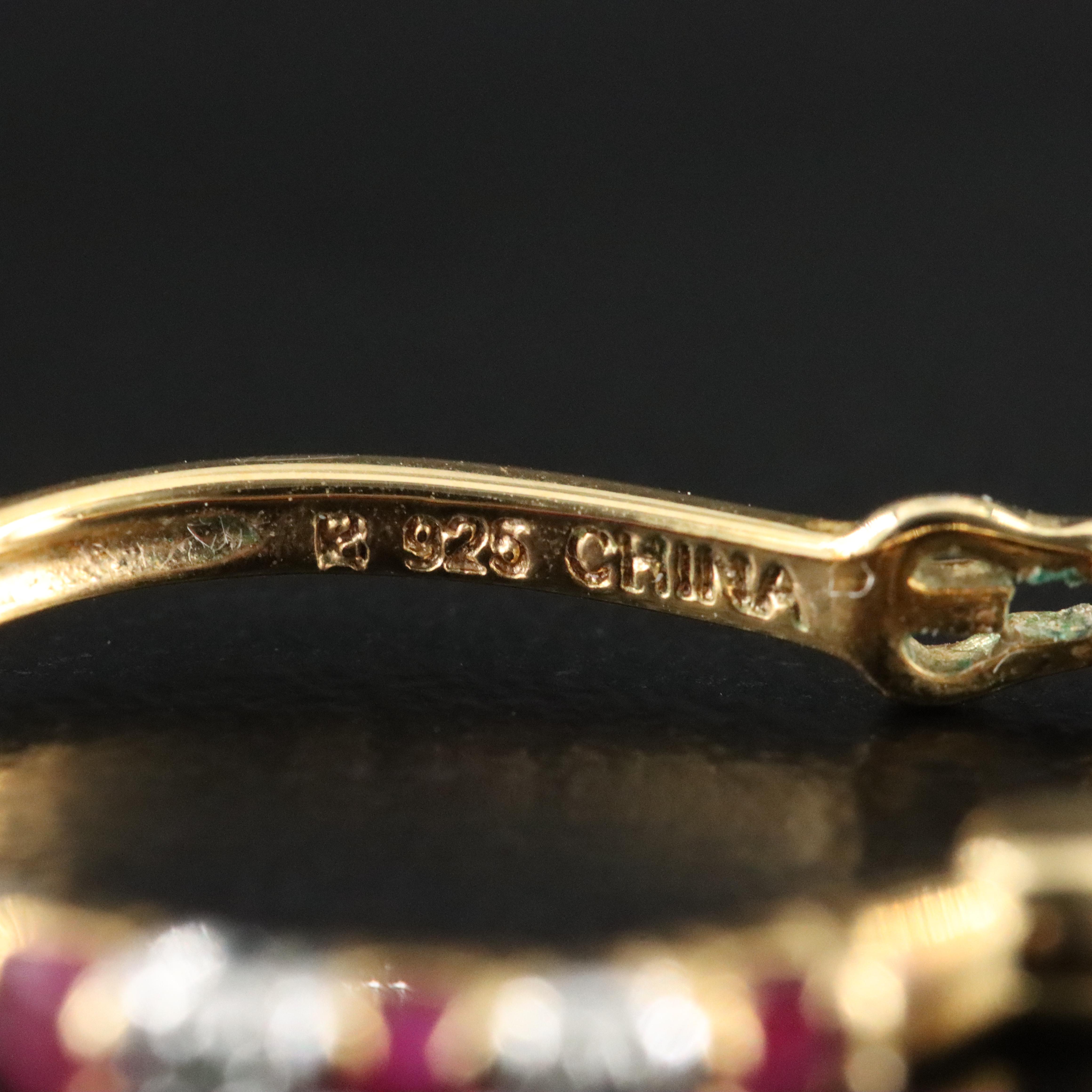 Sterling Silver Ruby and Diamond Hoop Earrings