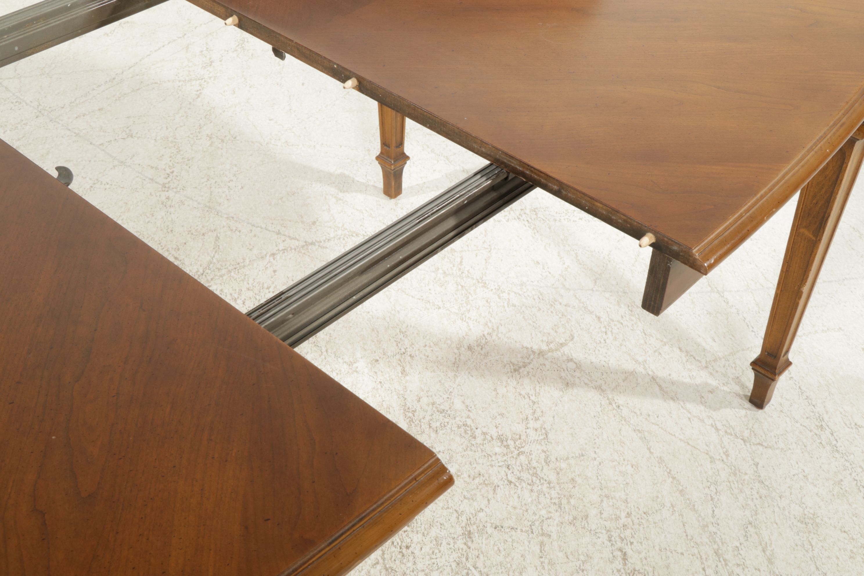 Walnut Dining Table with Eight Cane Back Chairs, Mid to Late 20th Century