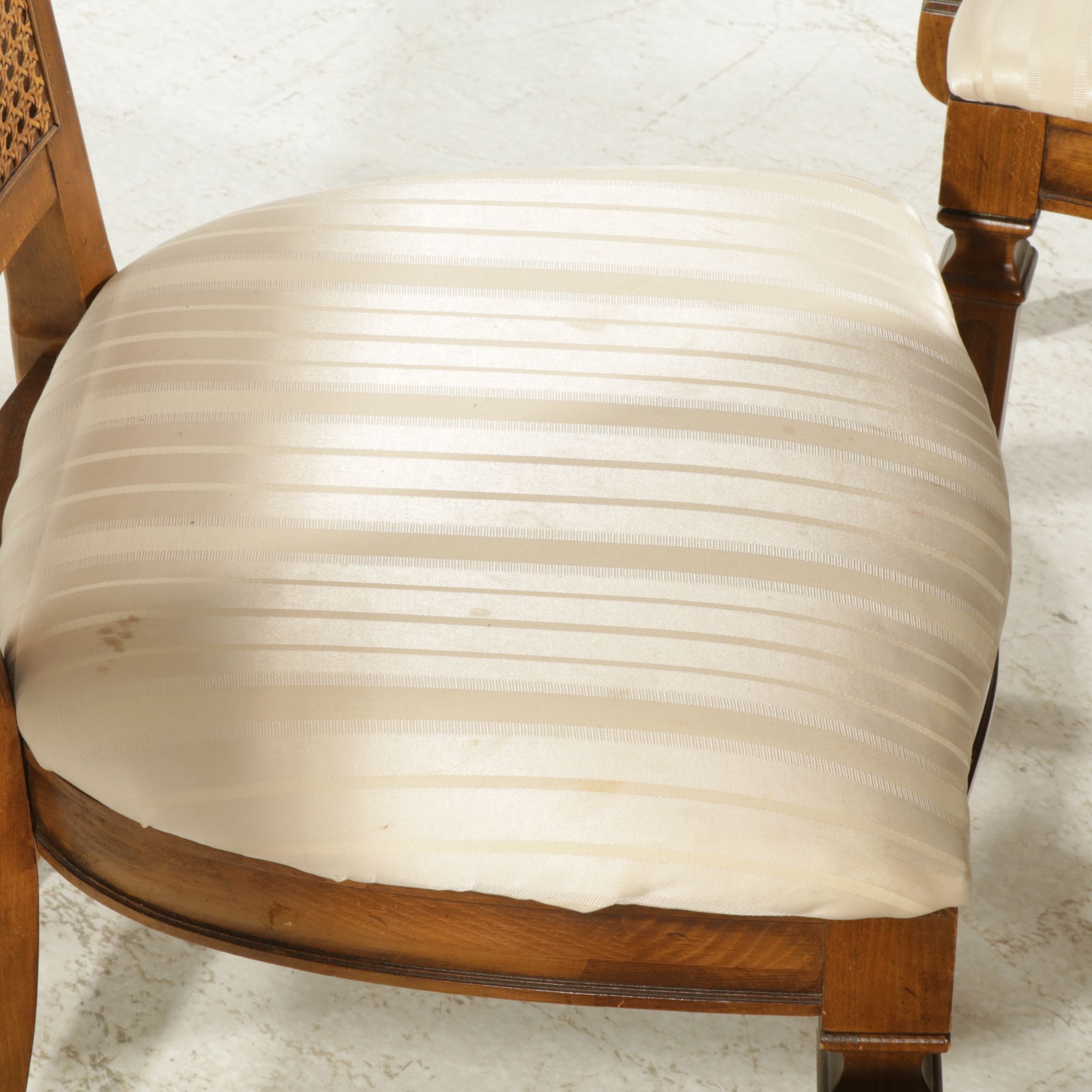 Walnut Dining Table with Eight Cane Back Chairs, Mid to Late 20th Century