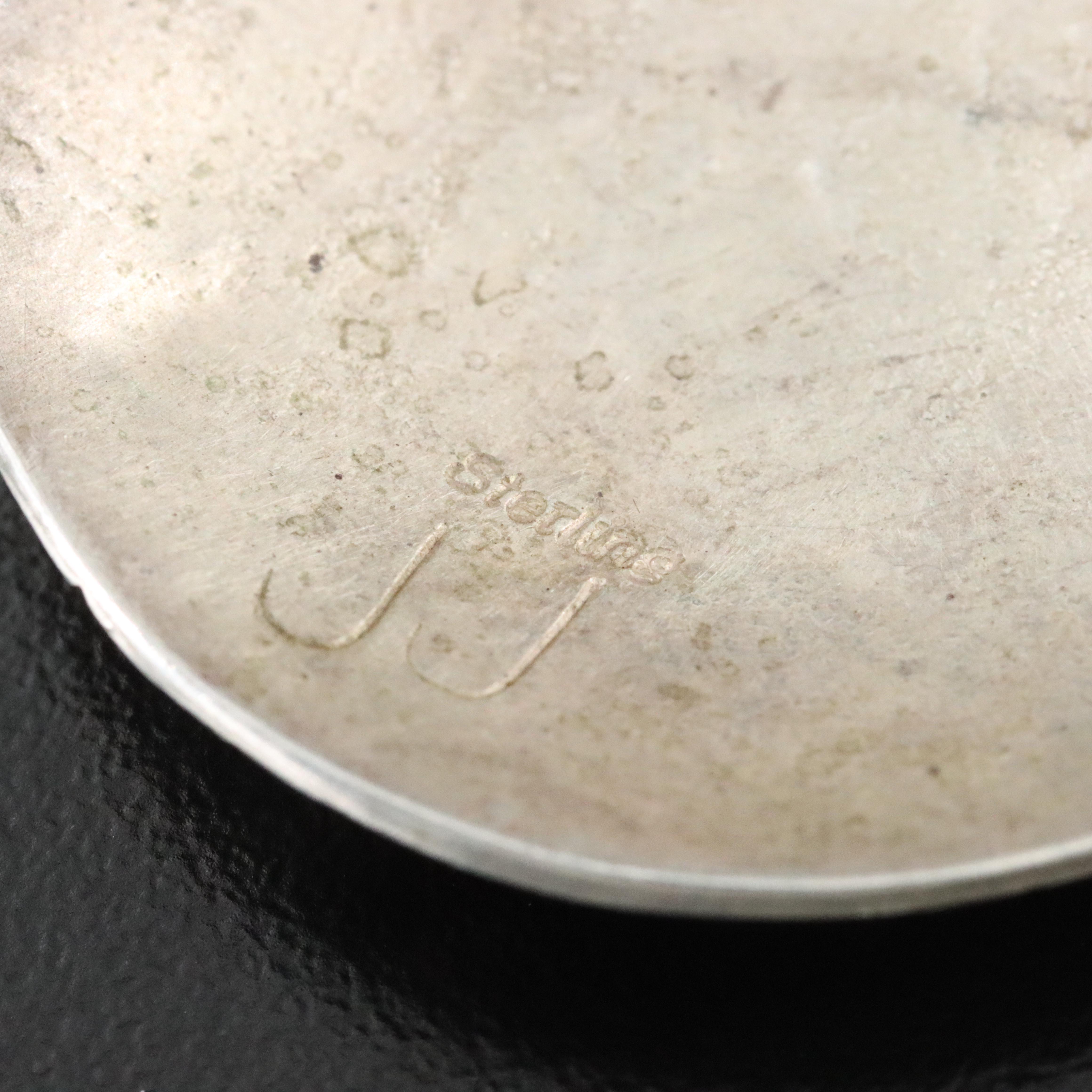 Southwestern Signed Sterling Eagle Dancer Overlay Earrings