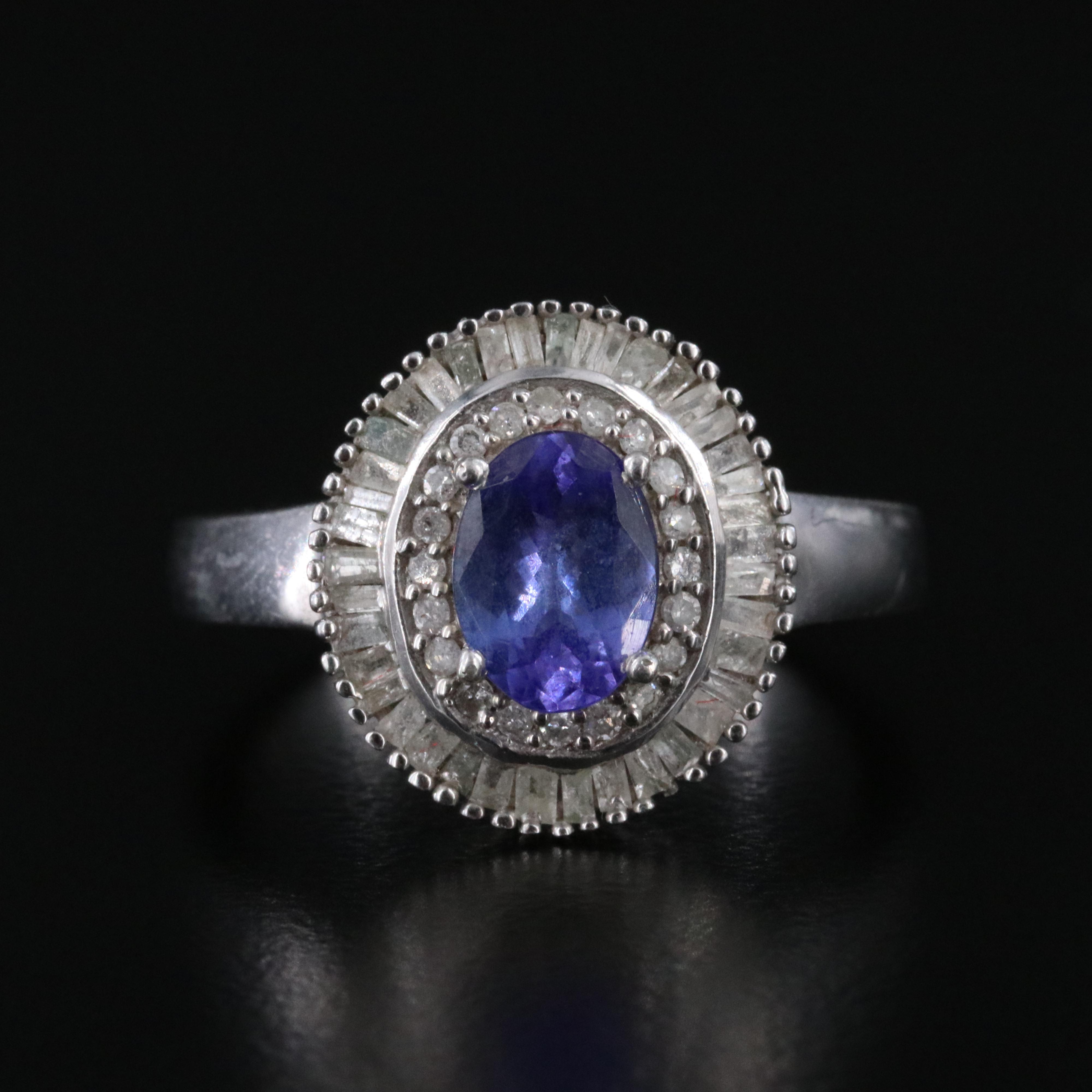 Sterling Tanzanite and Diamond Ring