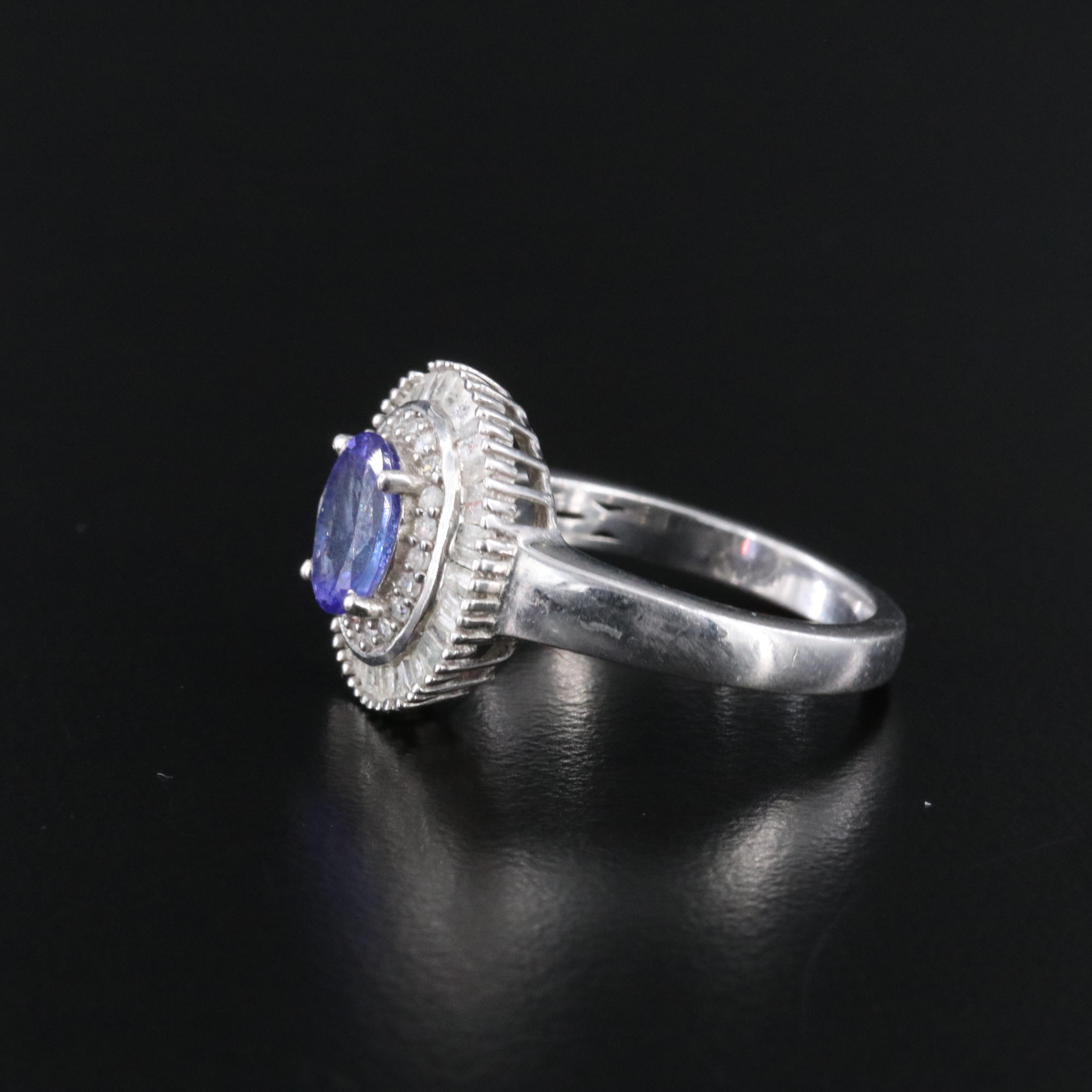 Sterling Tanzanite and Diamond Ring