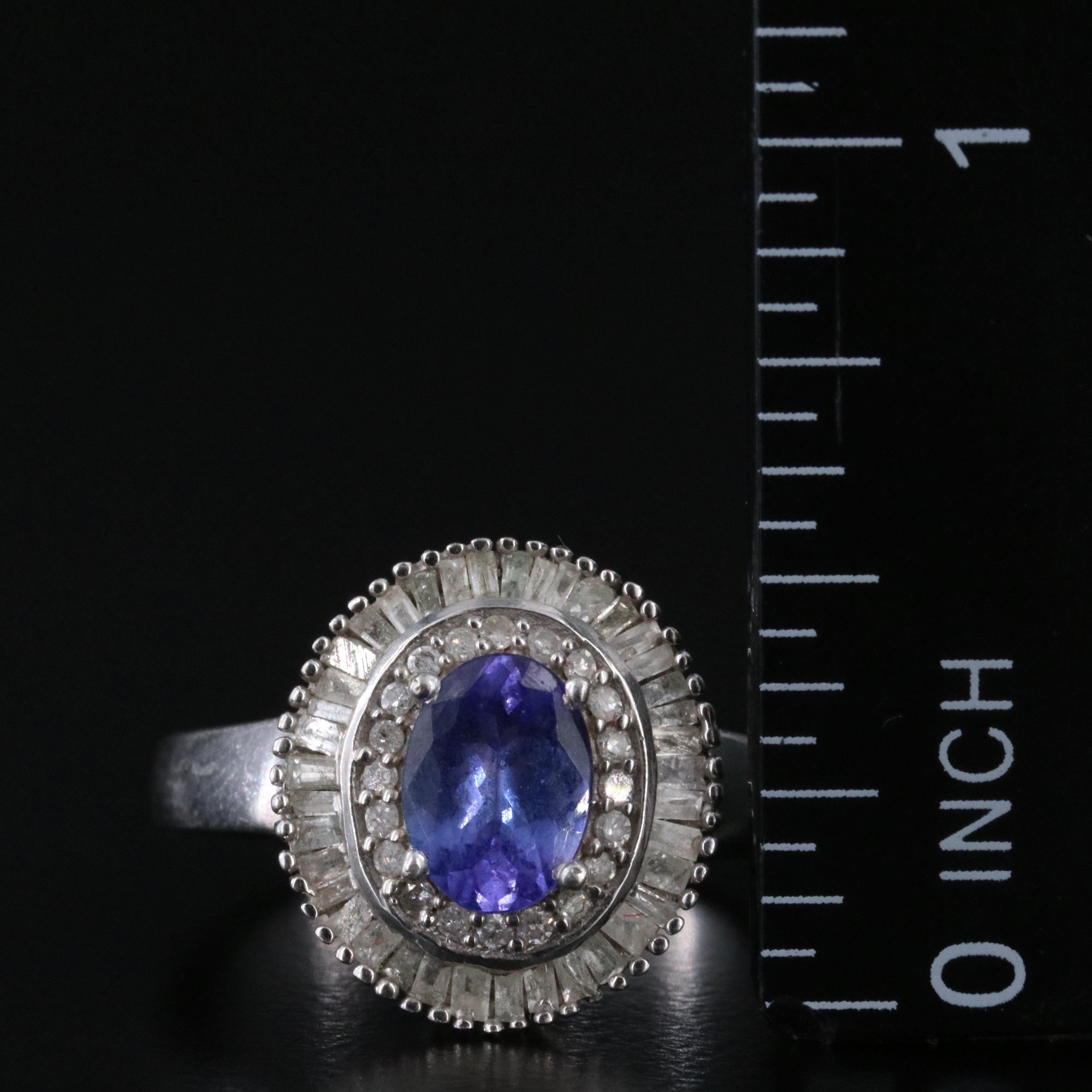 Sterling Tanzanite and Diamond Ring