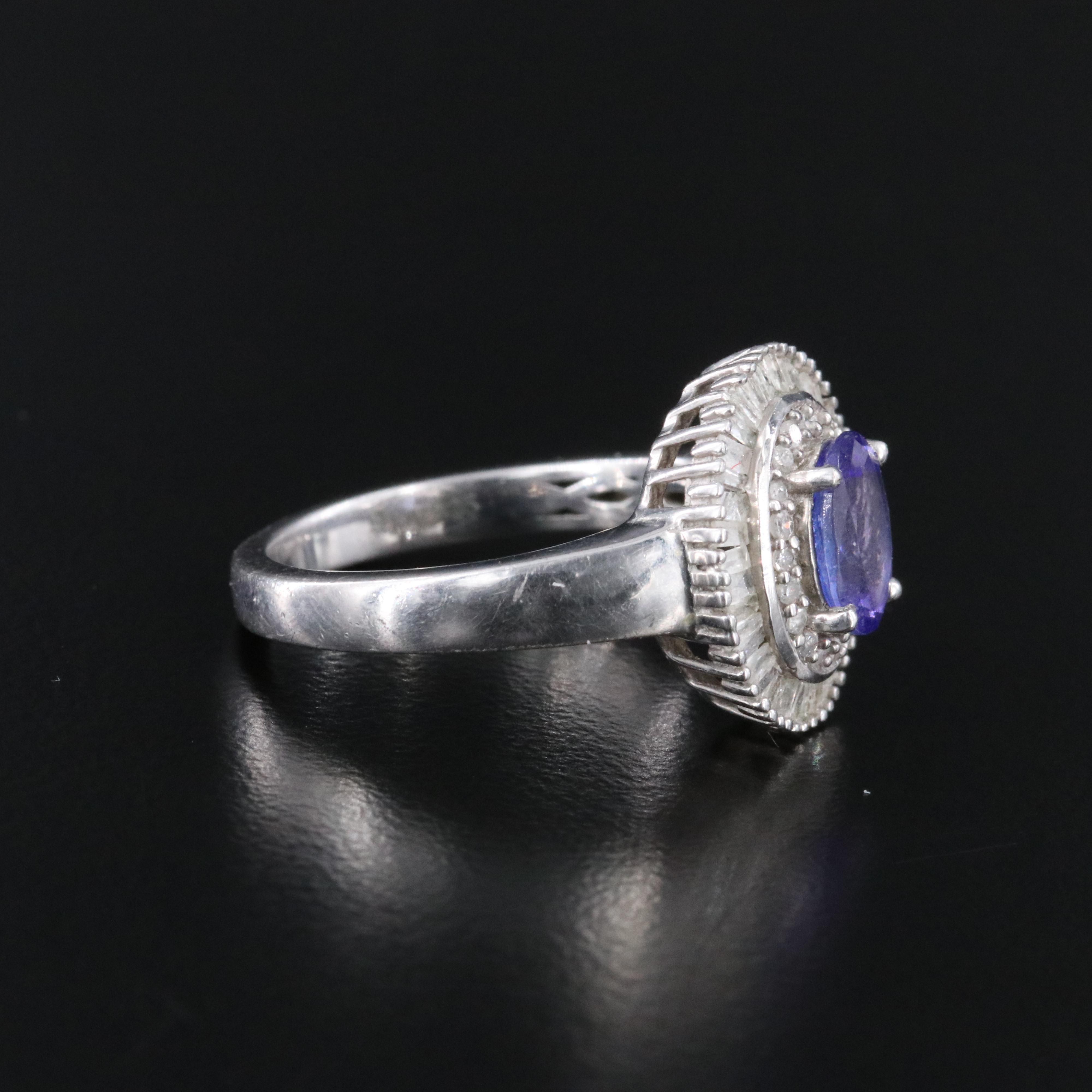 Sterling Tanzanite and Diamond Ring