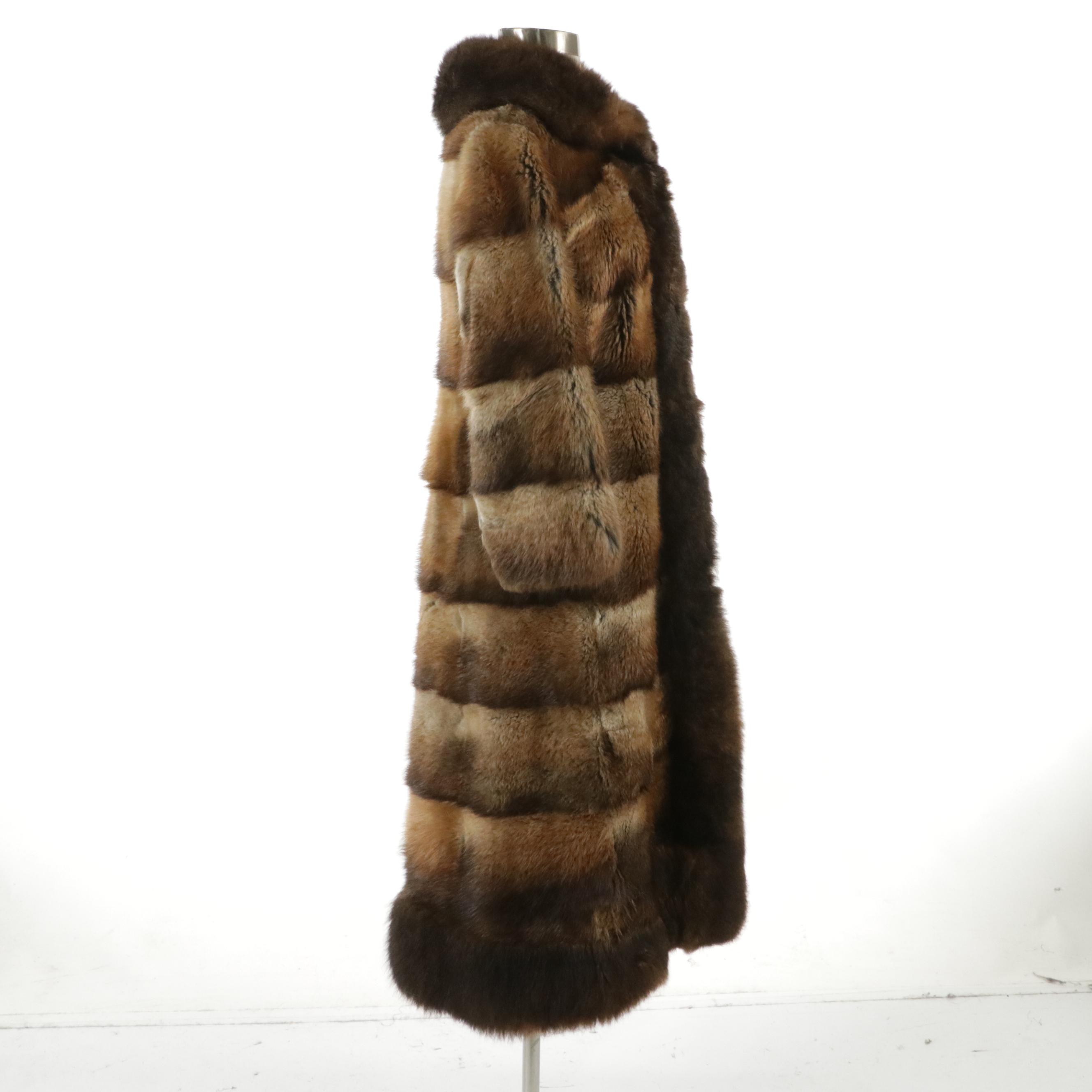 Muskrat Fur Patchwork Coat with New Zealand Possum Fur Trim from Jonas Bros.