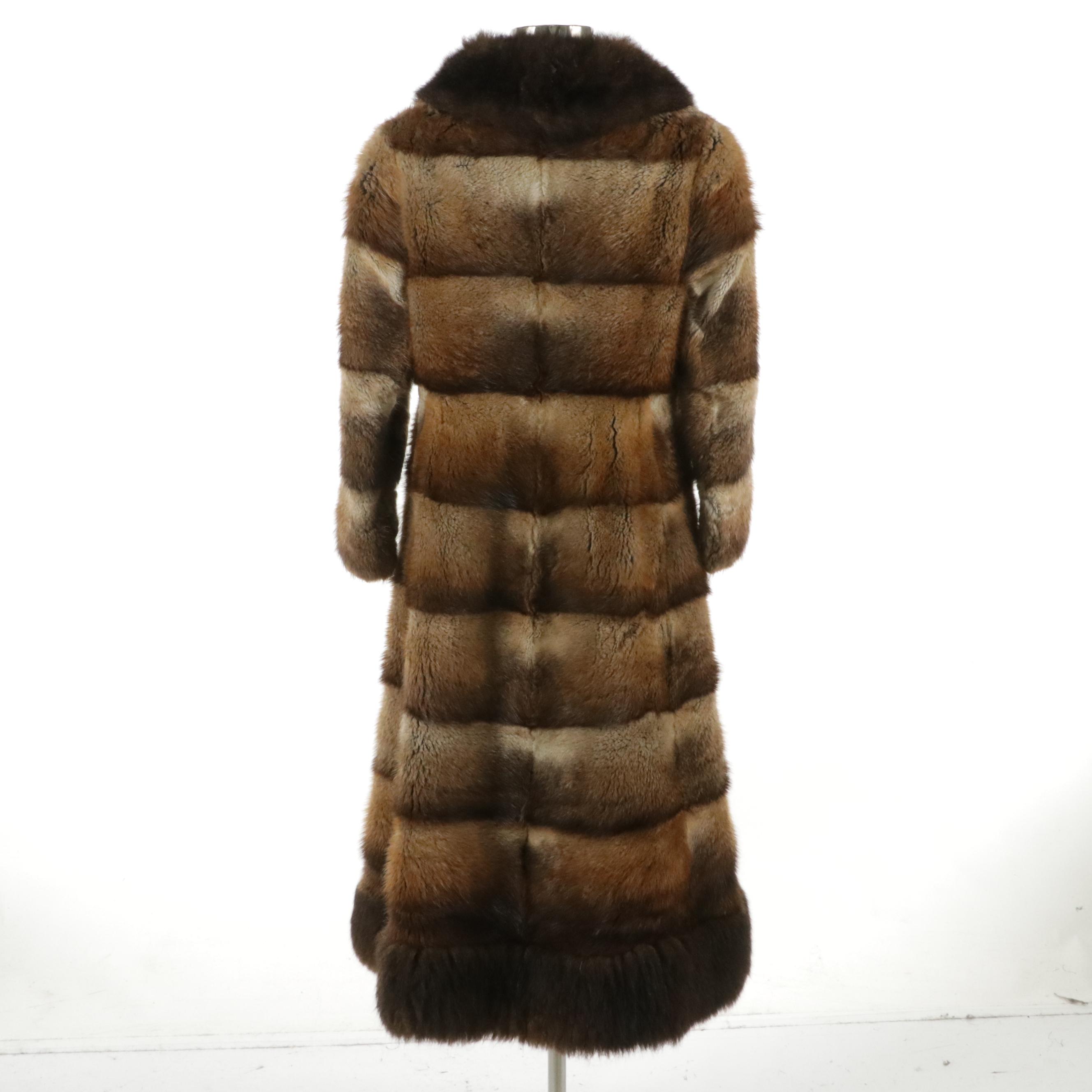 Muskrat Fur Patchwork Coat with New Zealand Possum Fur Trim from Jonas Bros.