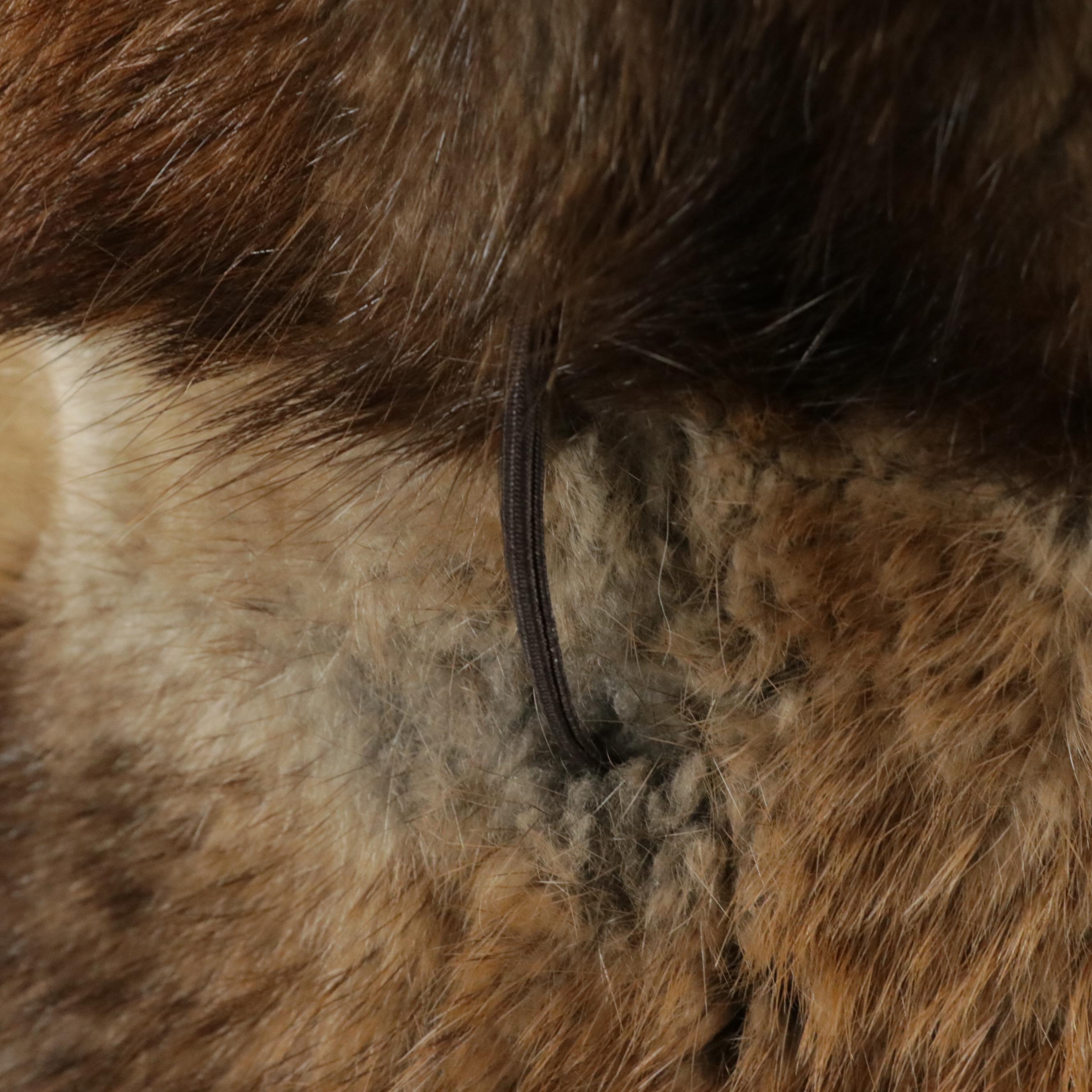 Muskrat Fur Patchwork Coat with New Zealand Possum Fur Trim from Jonas Bros.