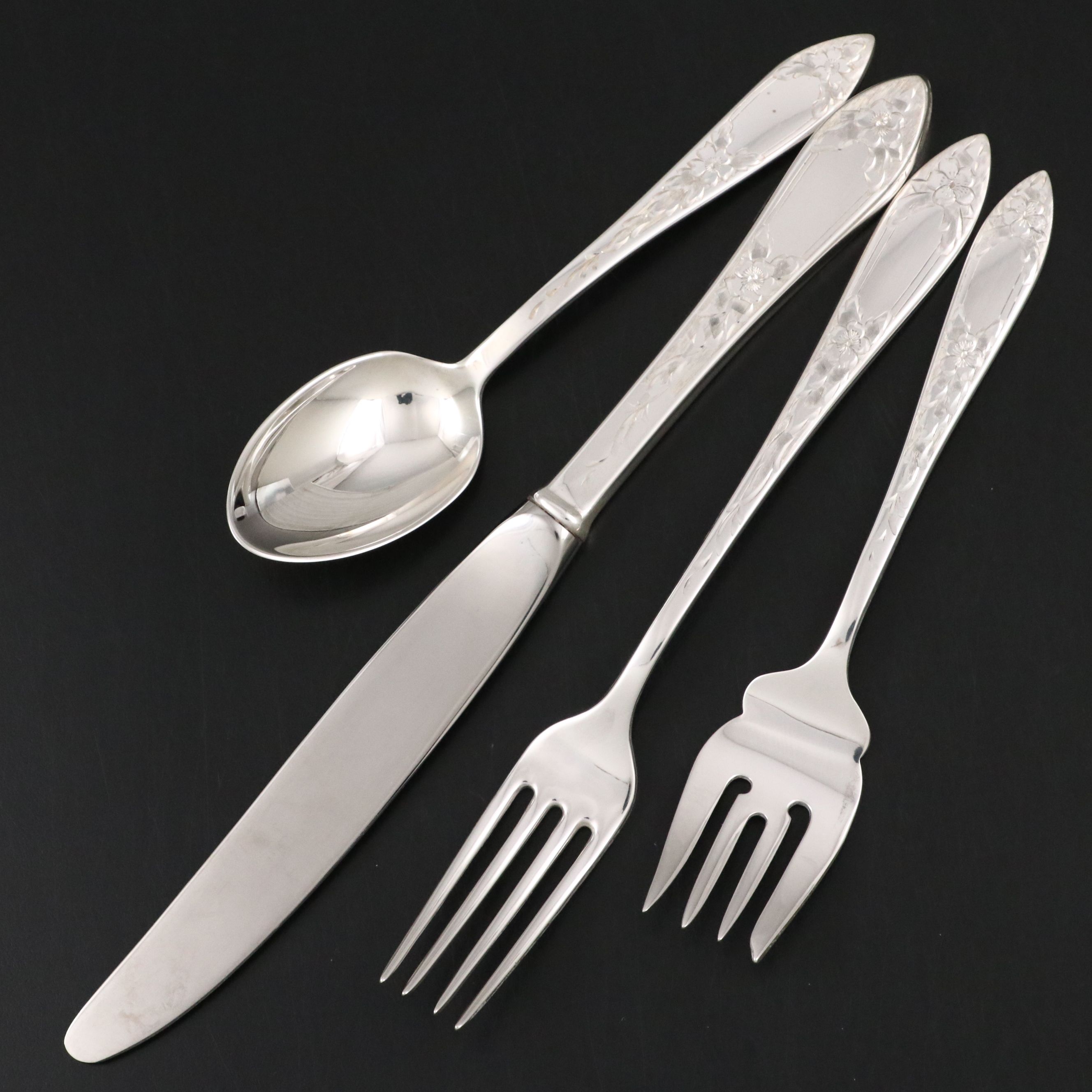 Gorham Sterling Candle Holders and Salt Cellars with Stieff Sterling Flatware