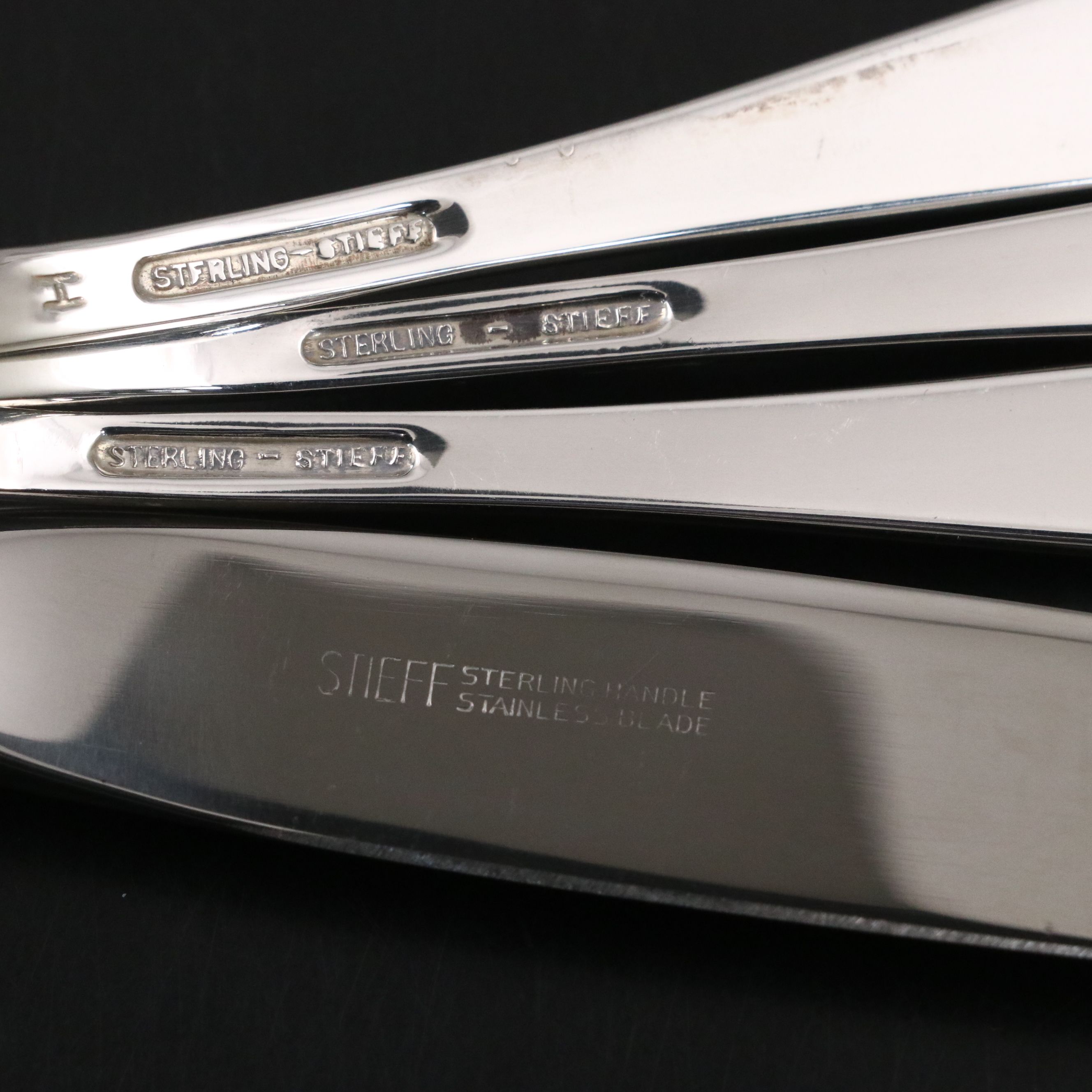 Gorham Sterling Candle Holders and Salt Cellars with Stieff Sterling Flatware