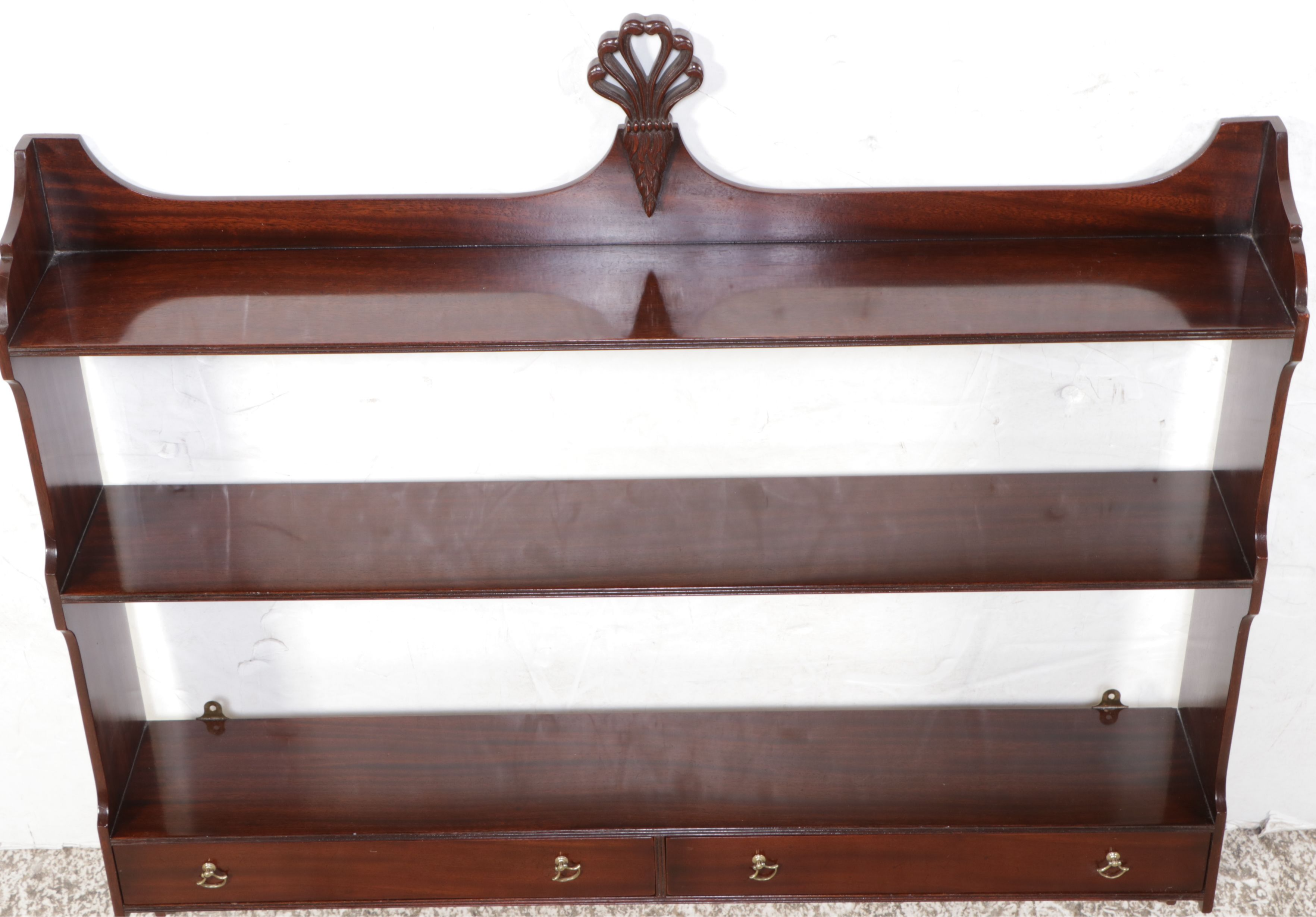 Mahogany Three-Tiered Wall Hanging Shelf