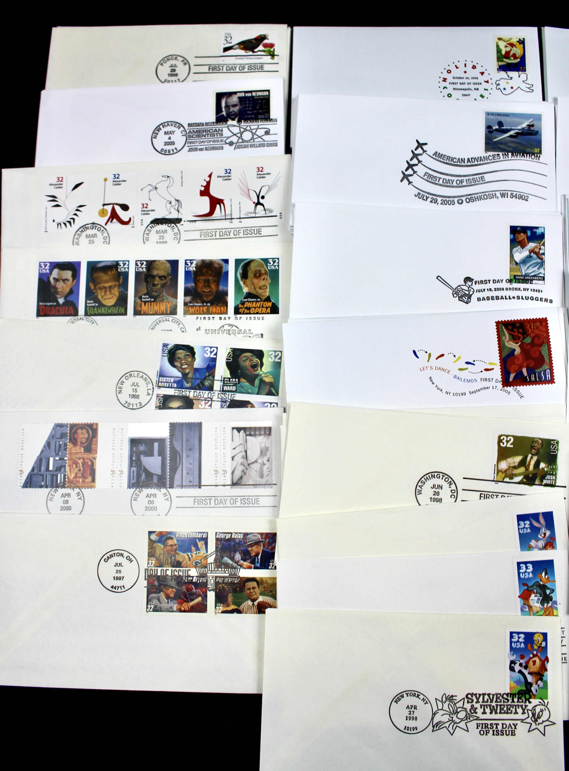 110 U.S. First Day Covers, All Unaddressed with Cachets