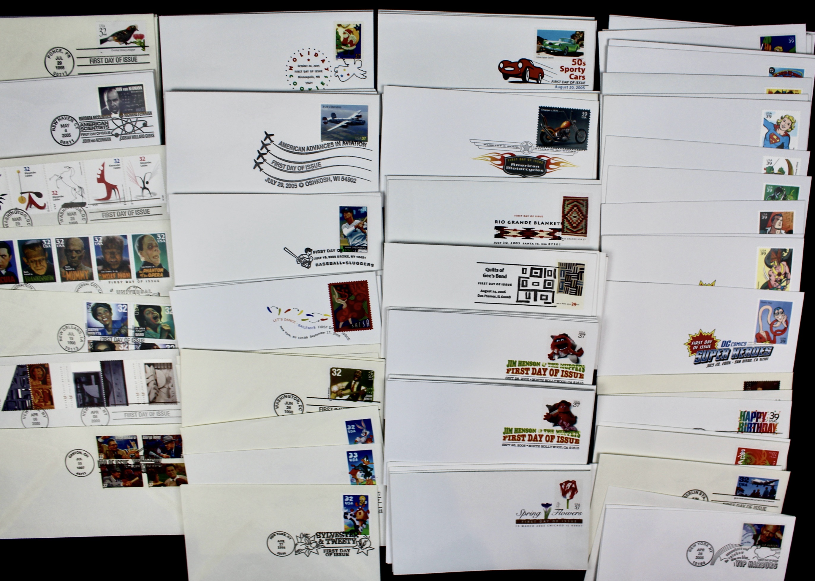110 U.S. First Day Covers, All Unaddressed with Cachets