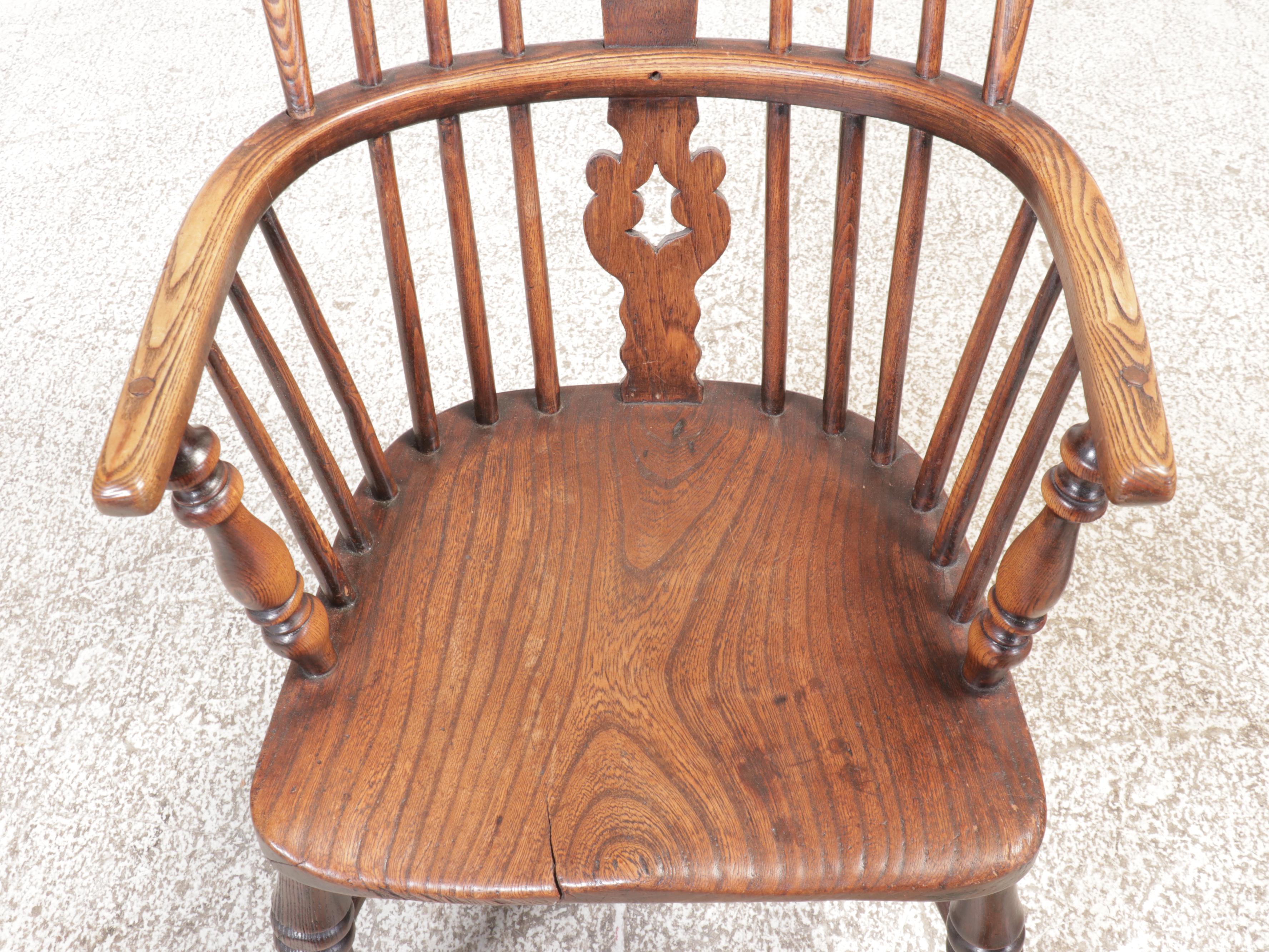 Three Oak Sack-Back Windsor Armchairs