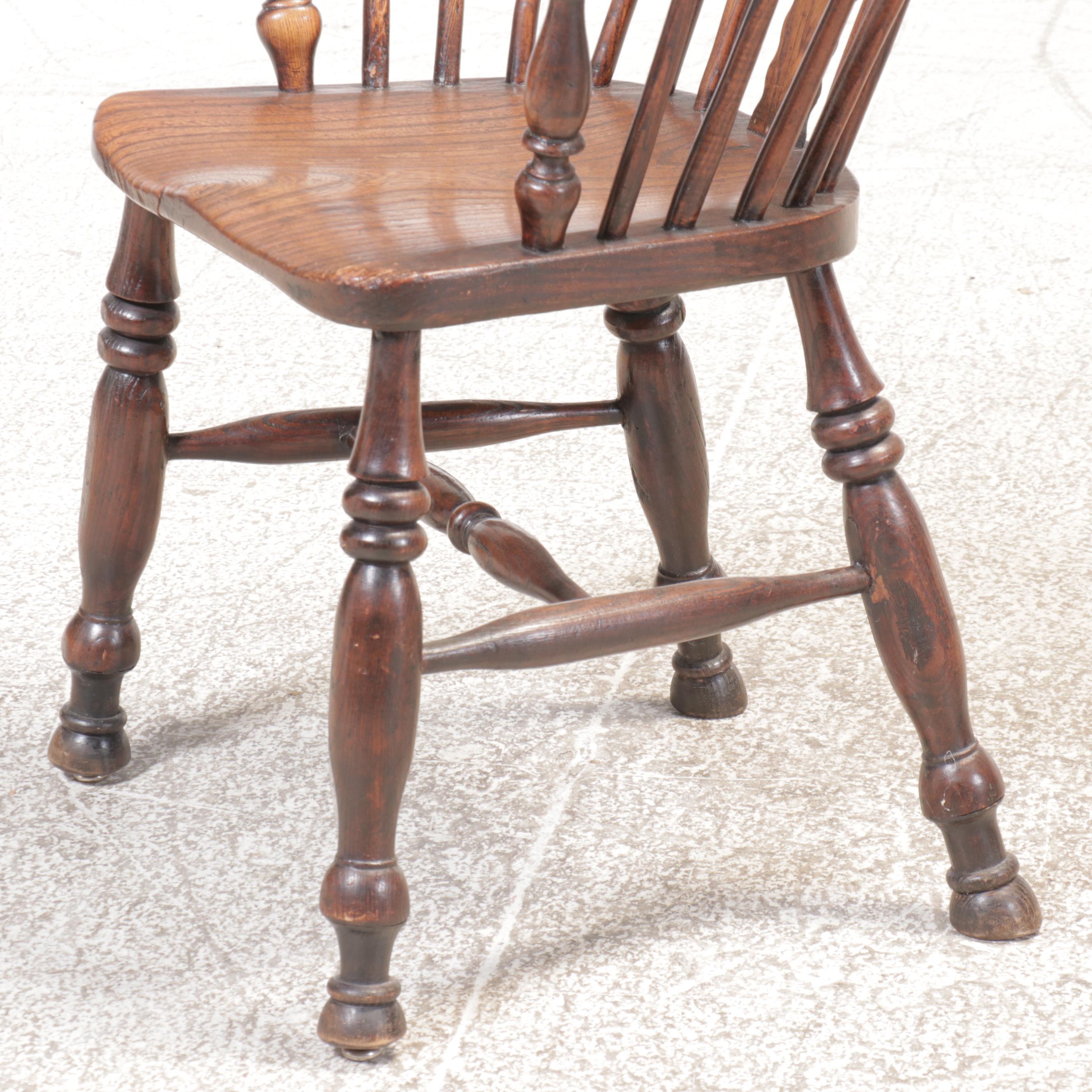 Three Oak Sack-Back Windsor Armchairs