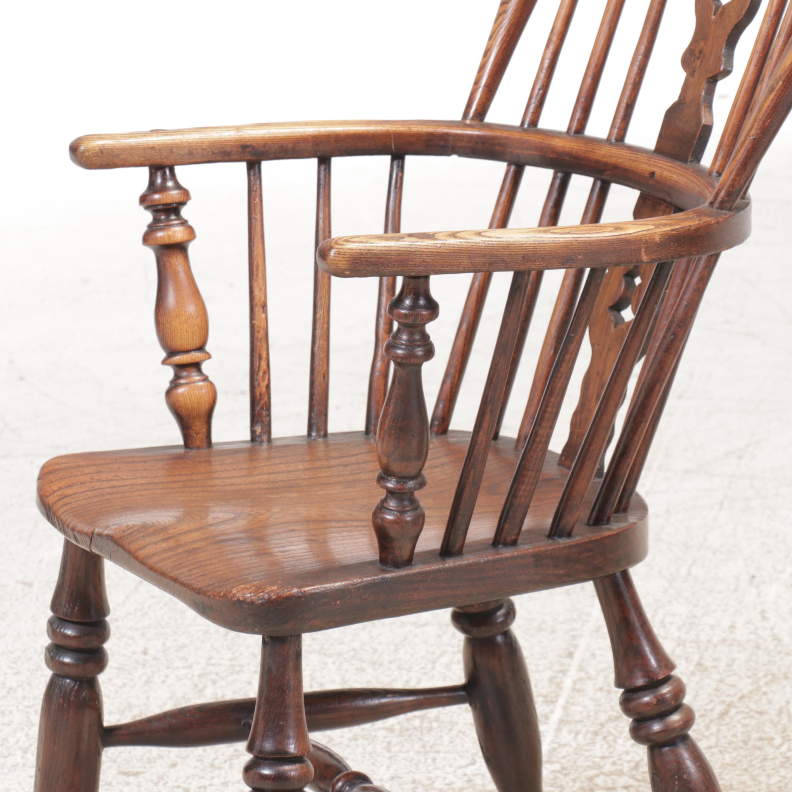 Three Oak Sack-Back Windsor Armchairs