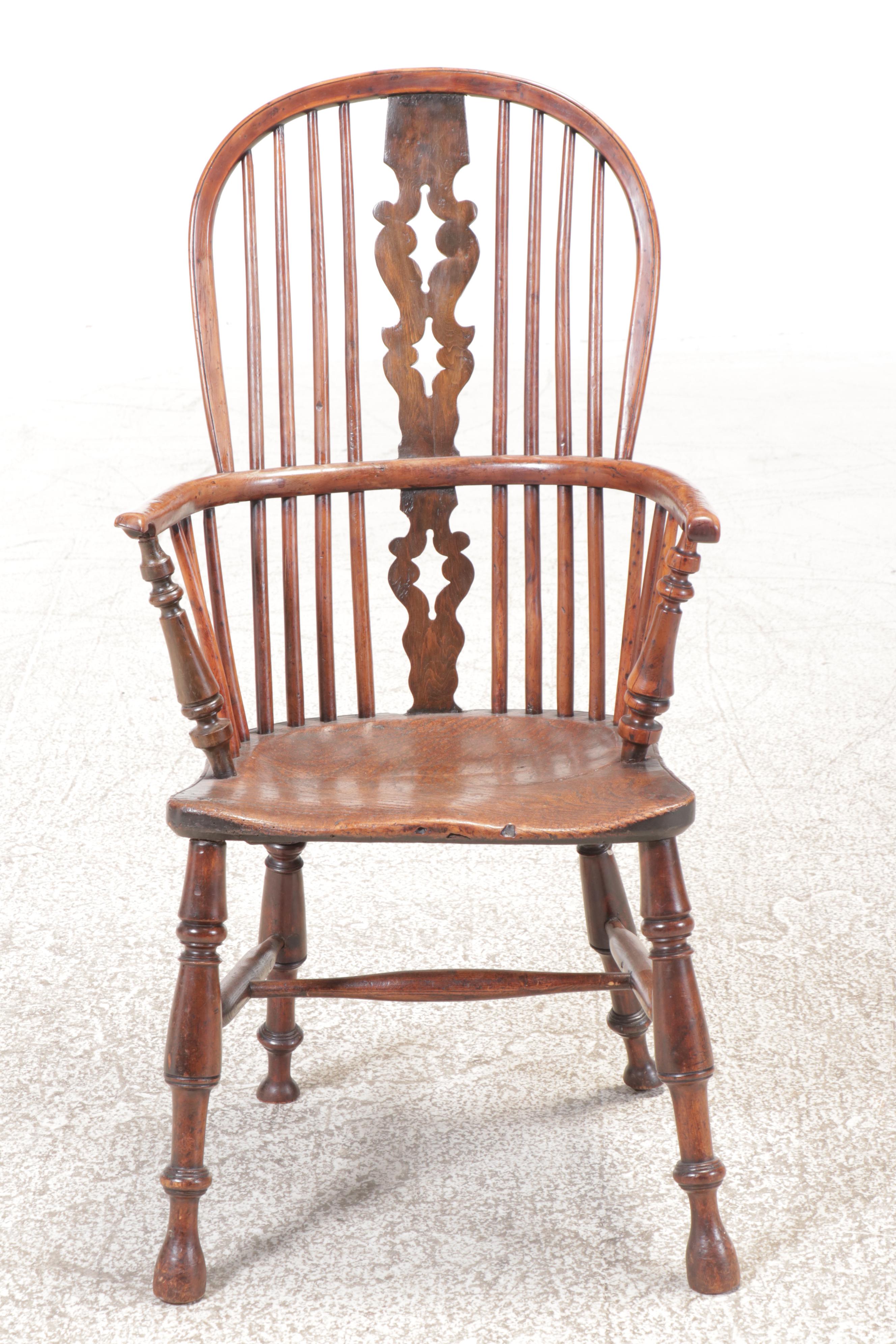 Three Oak Sack-Back Windsor Armchairs