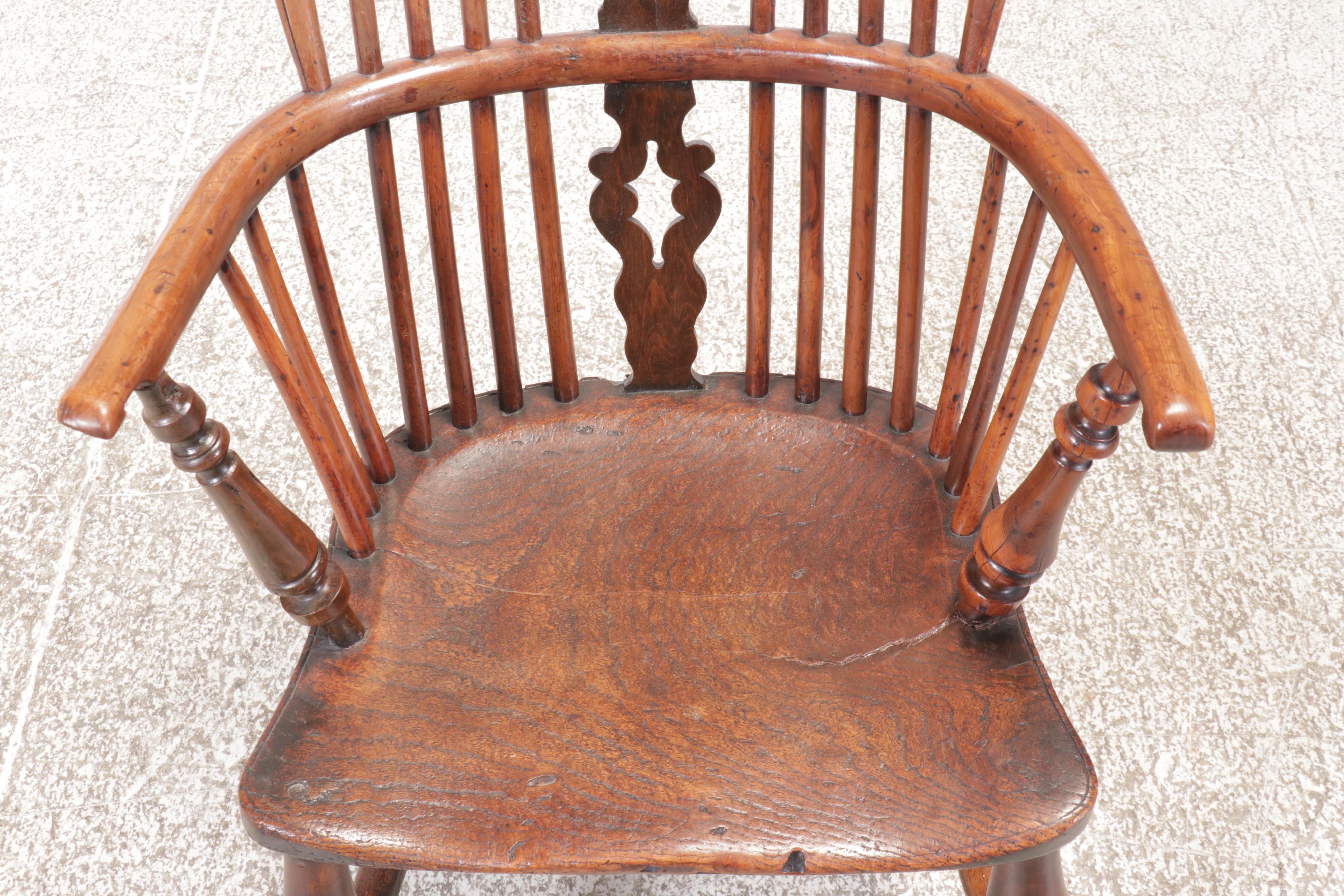 Three Oak Sack-Back Windsor Armchairs