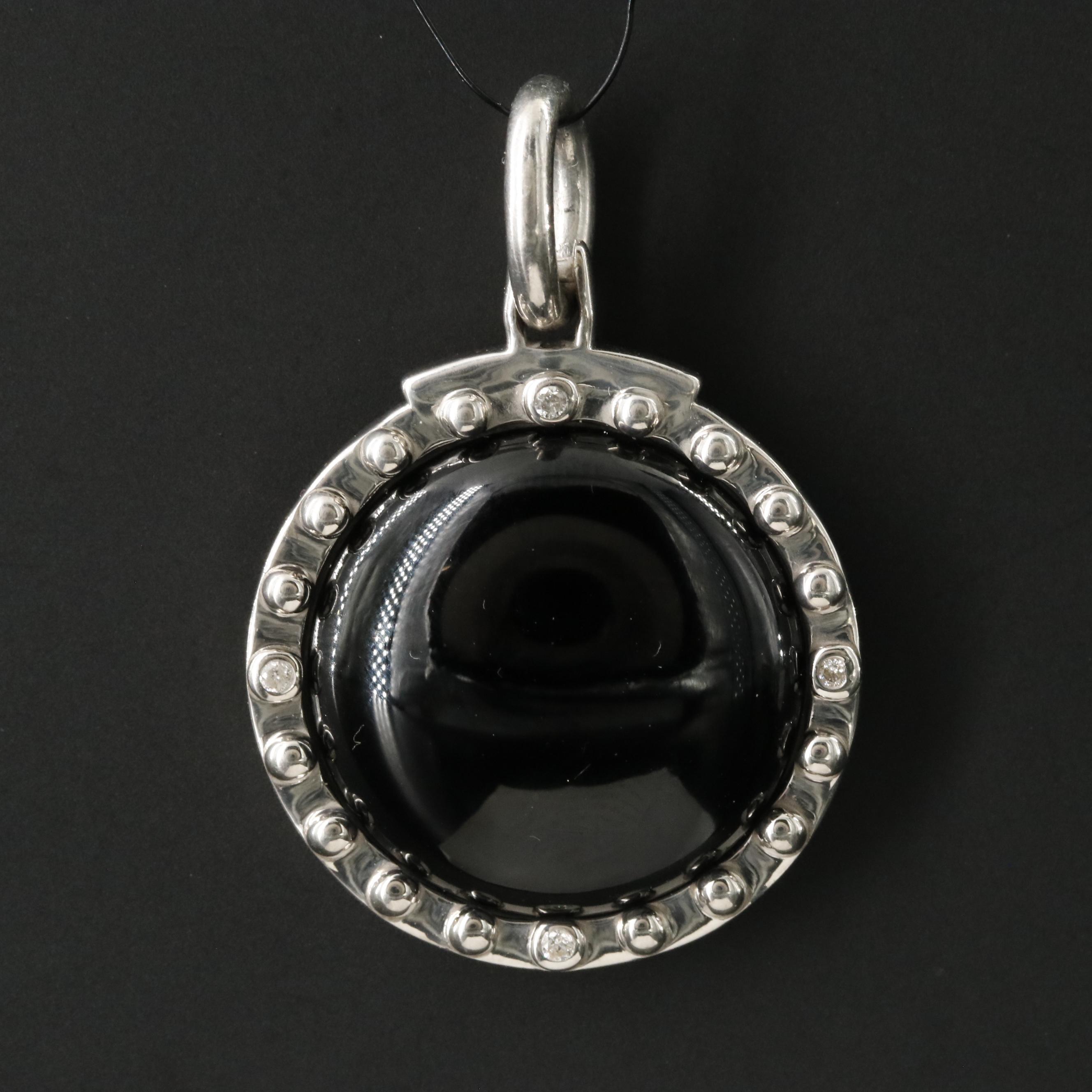 Sheryl Lowe "Mr. Lowe" Sterling Black Onyx Pendant with Diamond Accents
