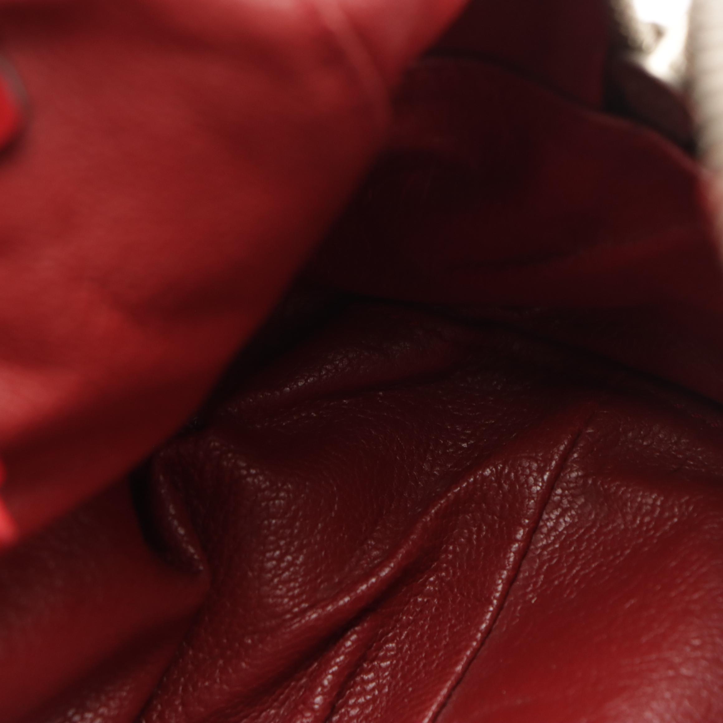 Prada Zip Satchel in Mocha Brown Canvas and Red Leather Trim