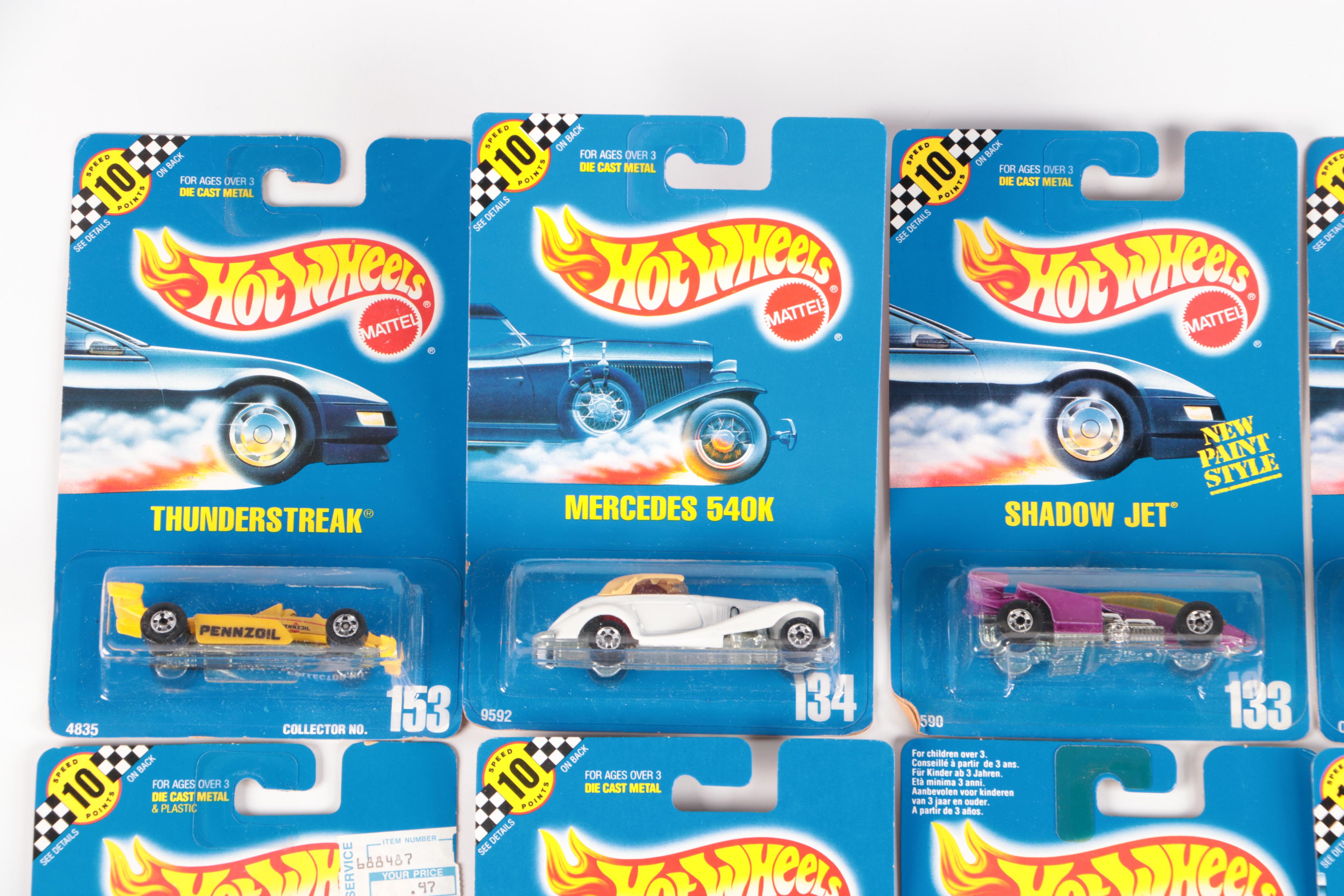 Hot Wheels "Thunderstreak," "Mercedes 540K" with Other Toy Cars