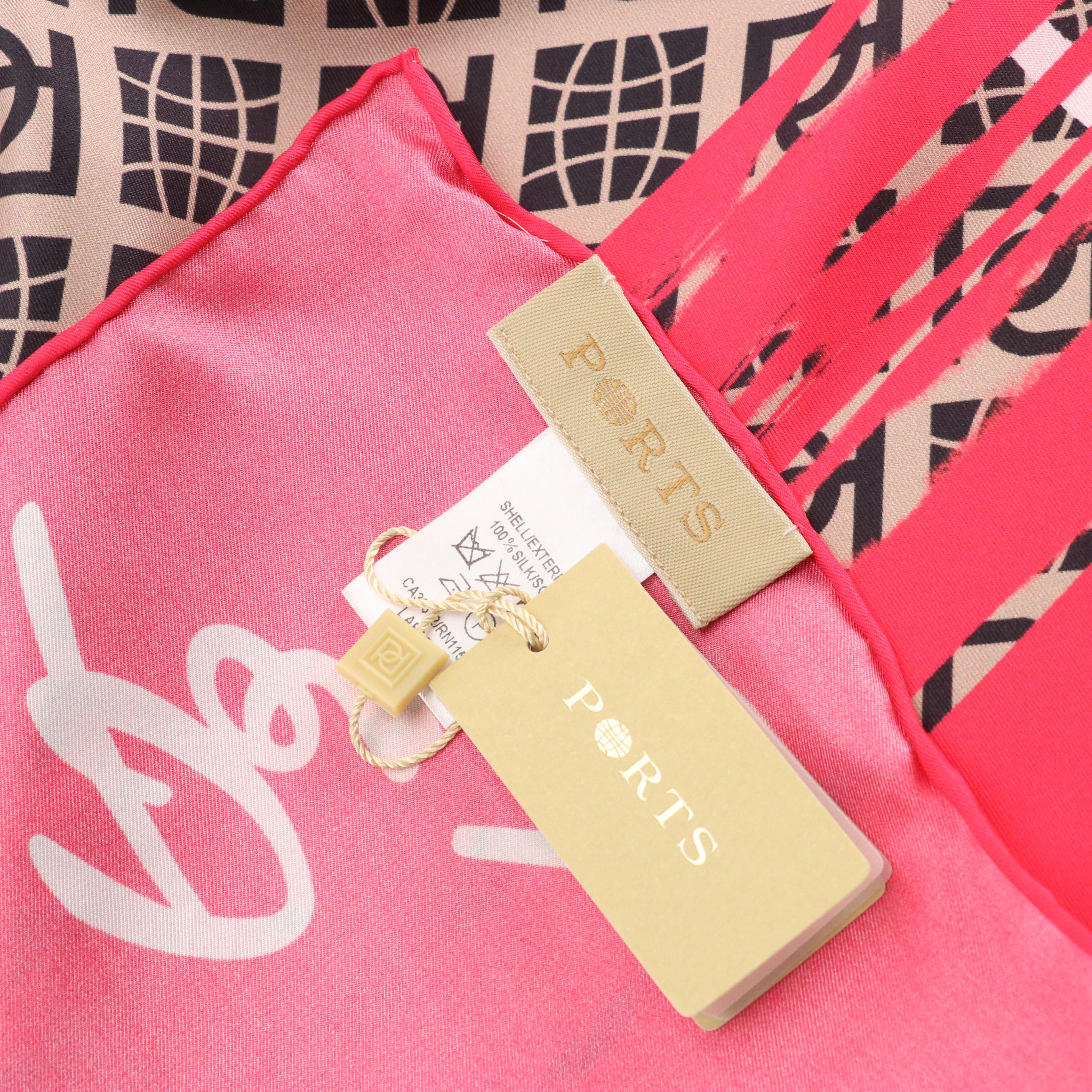 Ports International Multicolor Logo Scarf in Mulberry Silk with Box