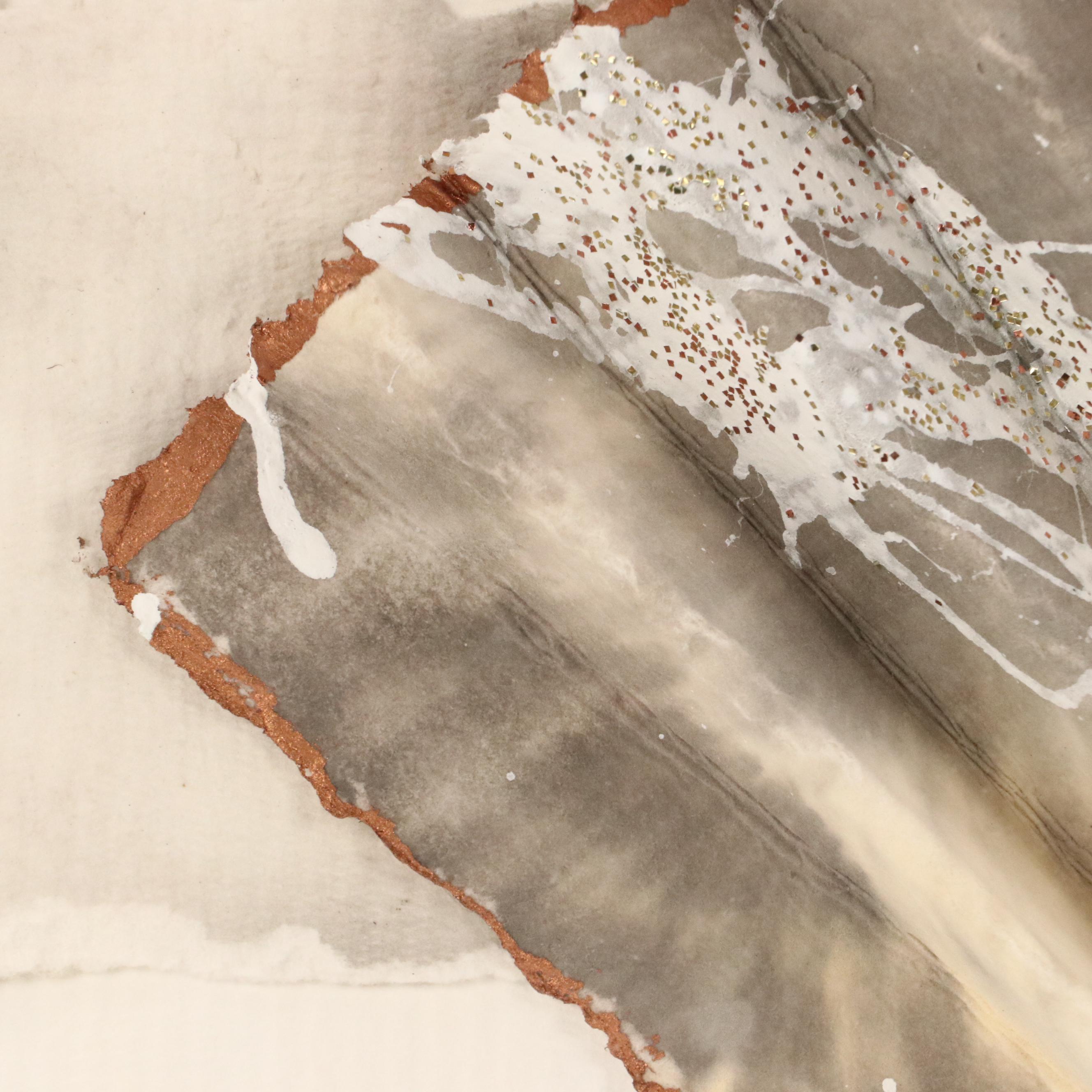 Windsor Paper Art Fan Assemblage in Shadow Box Frame, 1988