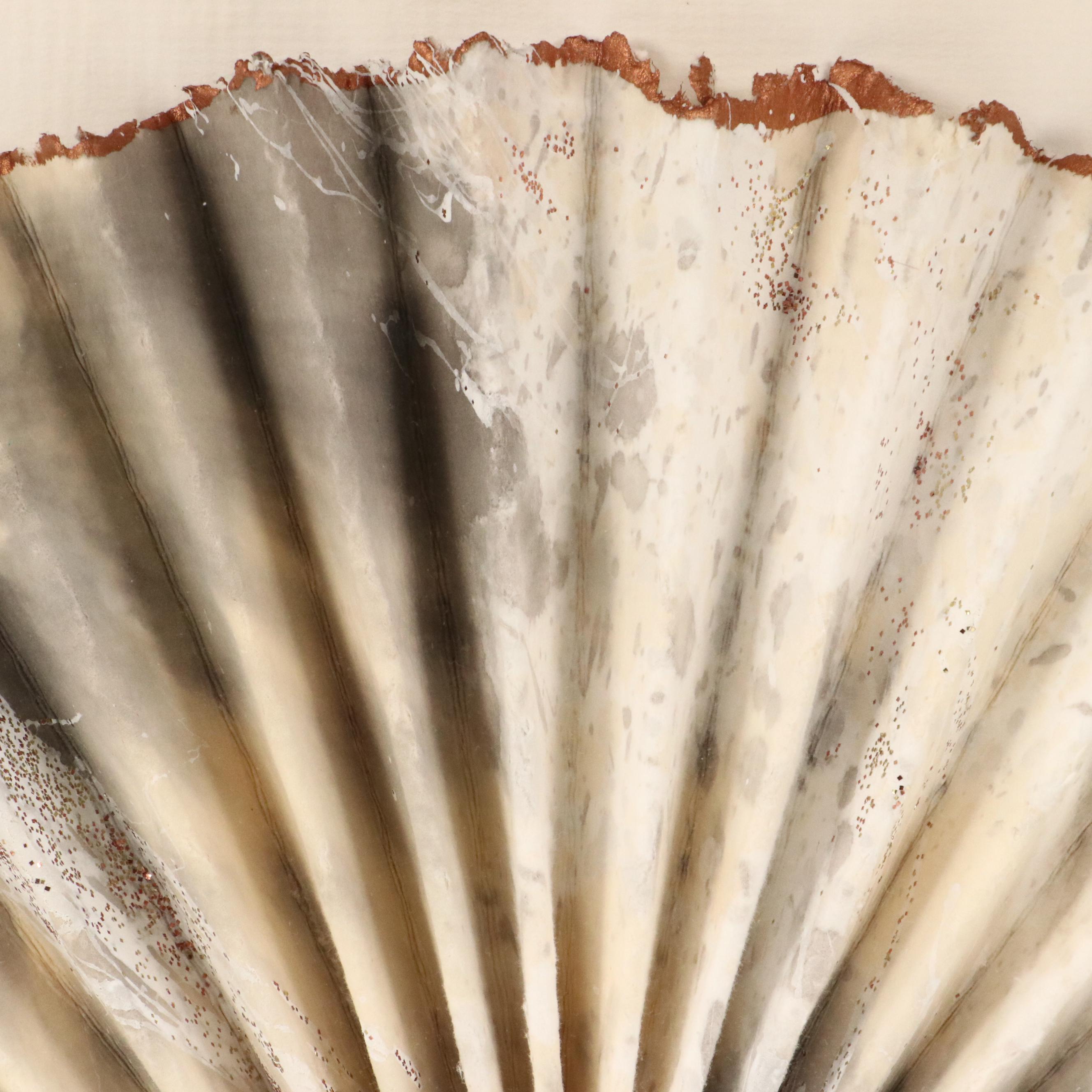 Windsor Paper Art Fan Assemblage in Shadow Box Frame, 1988