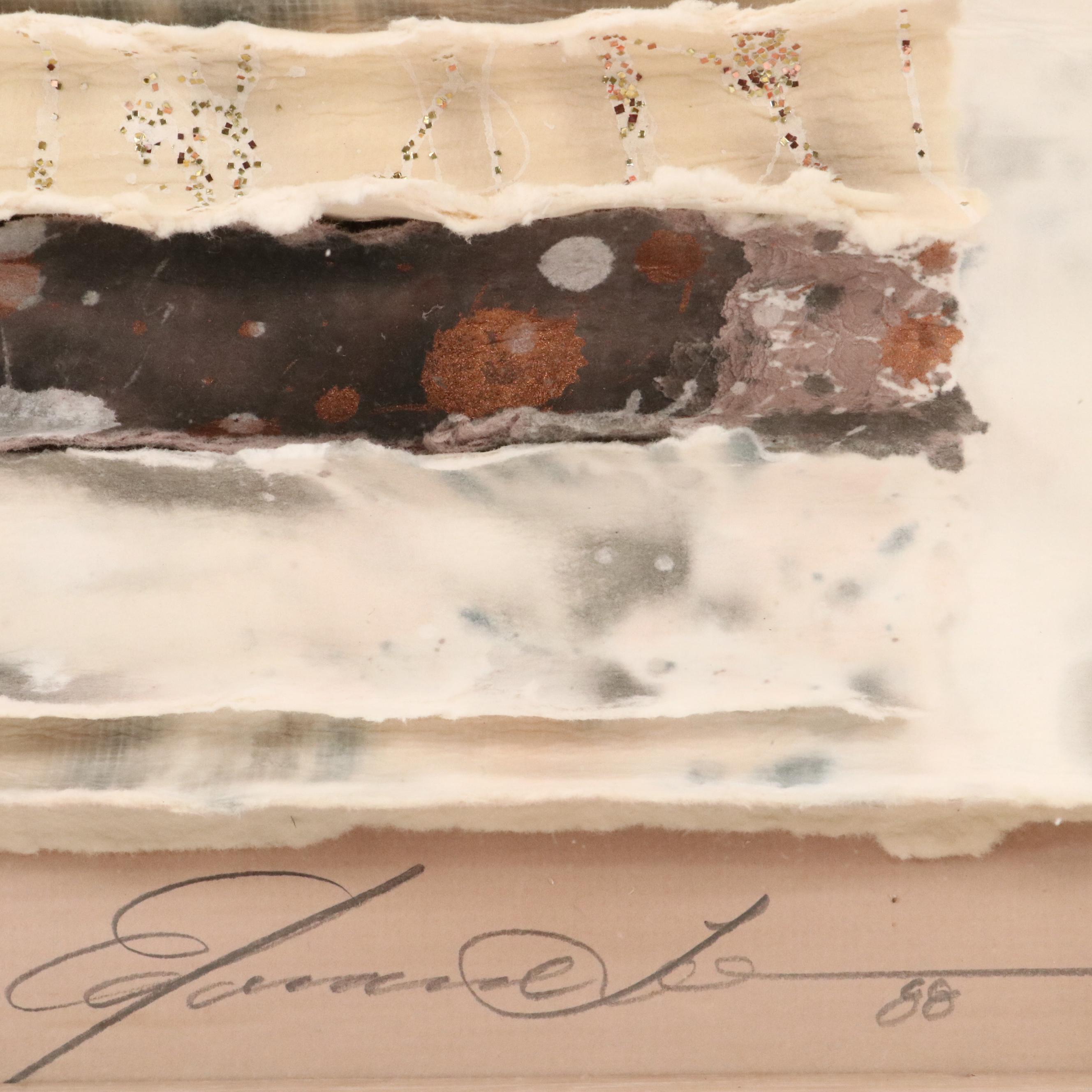 Windsor Paper Art Fan Assemblage in Shadow Box Frame, 1988