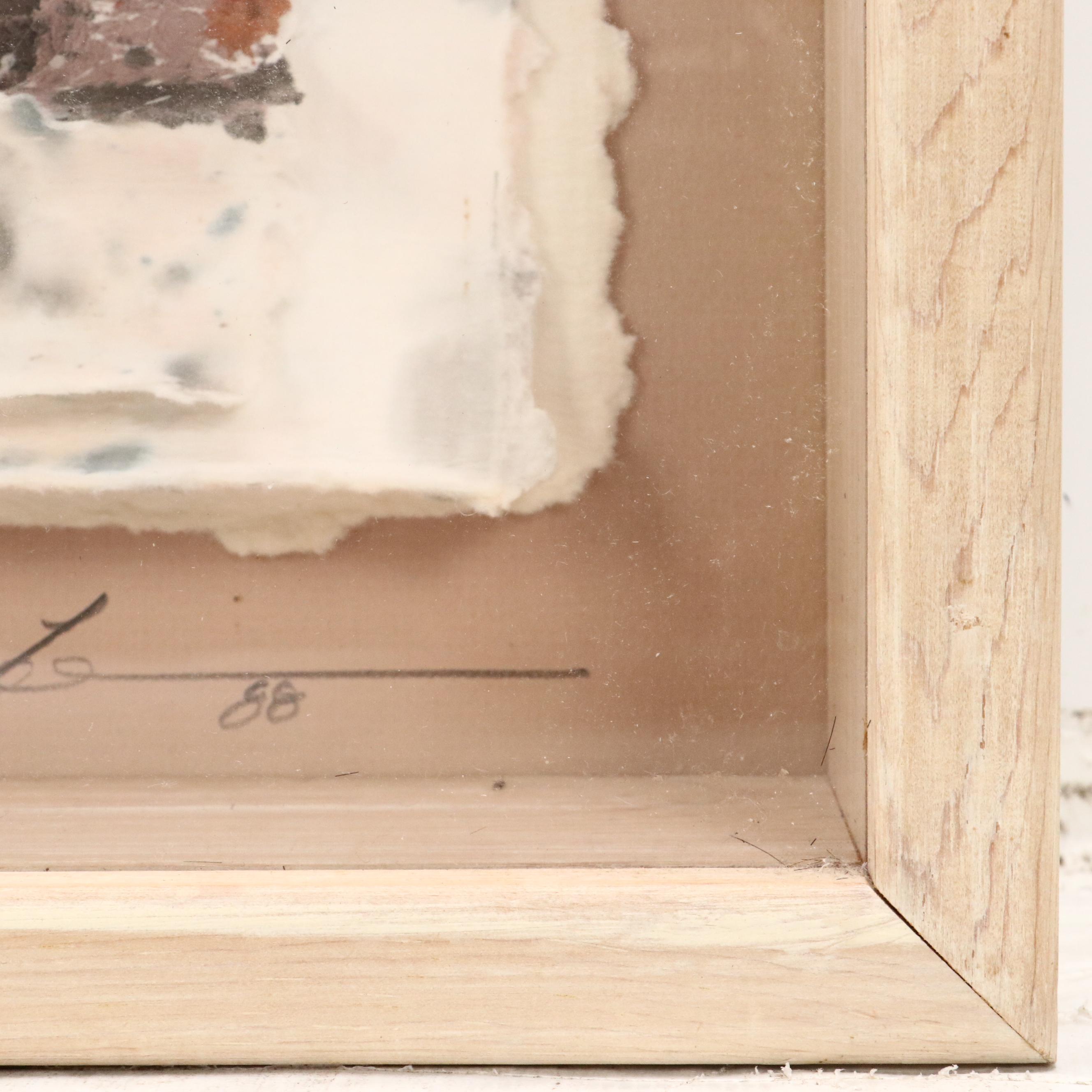 Windsor Paper Art Fan Assemblage in Shadow Box Frame, 1988