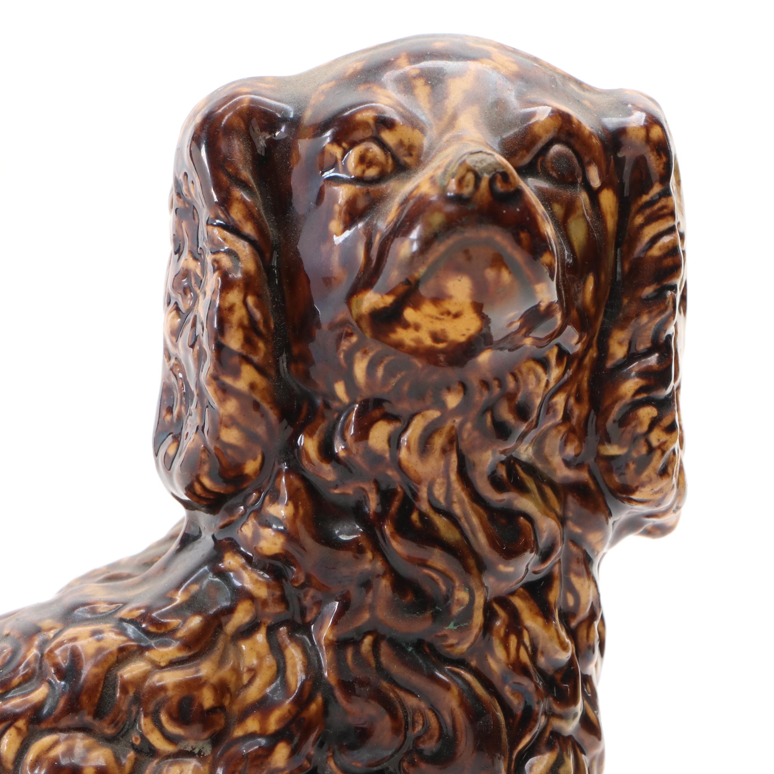 Bennington Rockingham Glaze Ceramic Spaniel, 19th Century