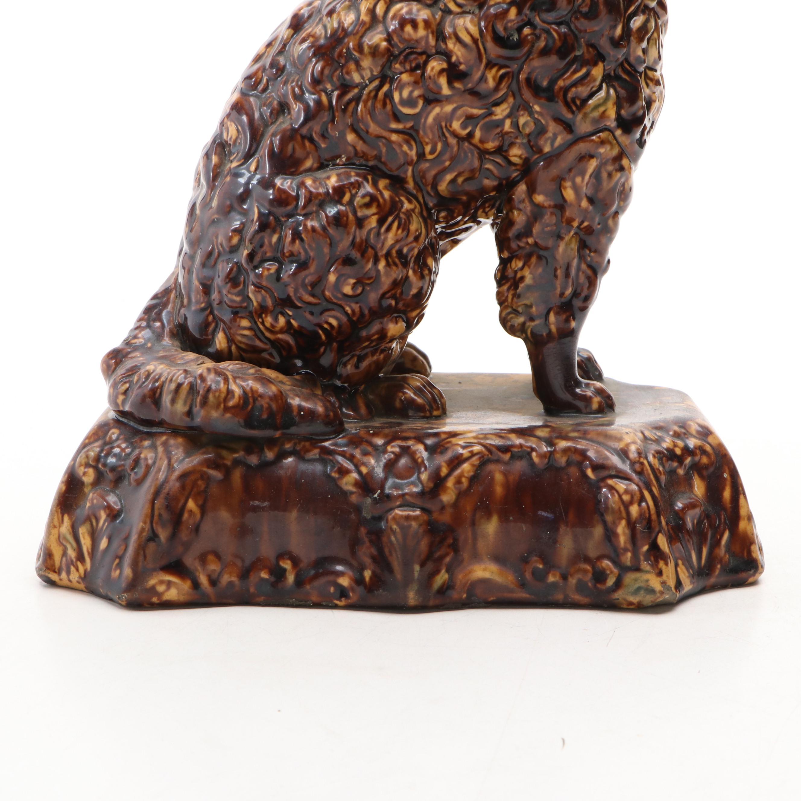 Bennington Rockingham Glaze Ceramic Spaniel, 19th Century